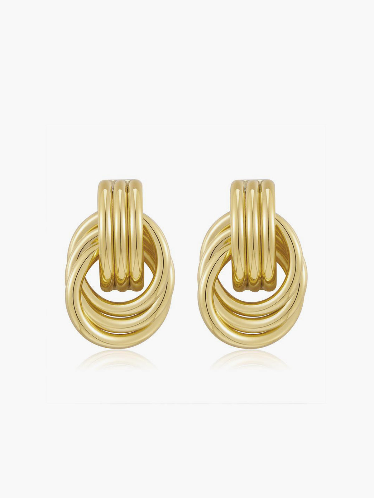 Gold Tone Multi Ring Drop Earrings with Elegant Long Dangles