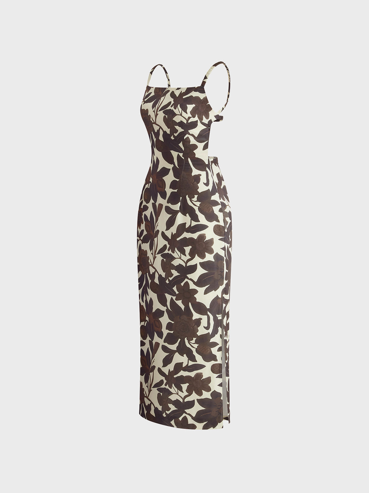 Backless Print Split Zipper Dress Flowy Beachwear Maxi Style