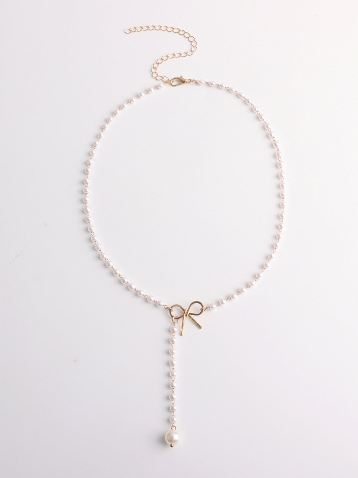 Pearl Bow Knot Pendant Necklace Elegant Bridal Wedding Jewelry