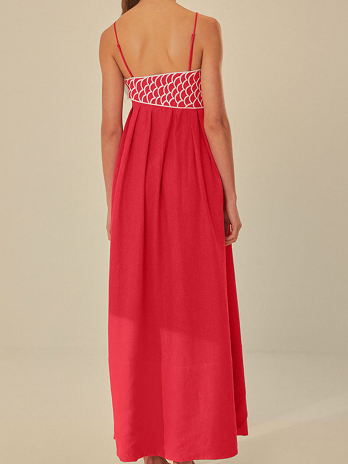 Embroidered Fish Semi-Sheer Cami Dress Lightweight Summer Beachwear
