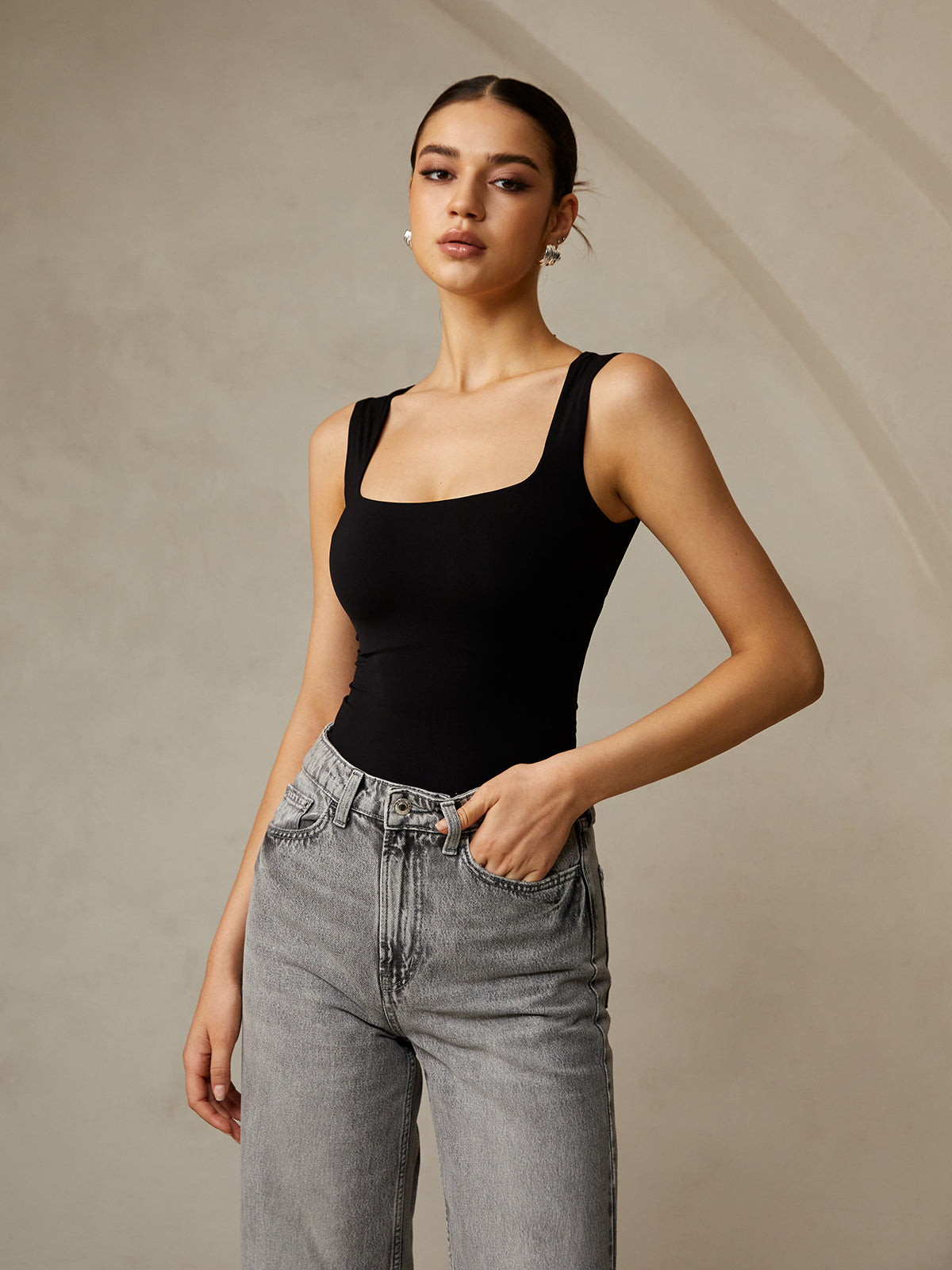 Casual Plain Strappy Top Versatile Everyday Essential