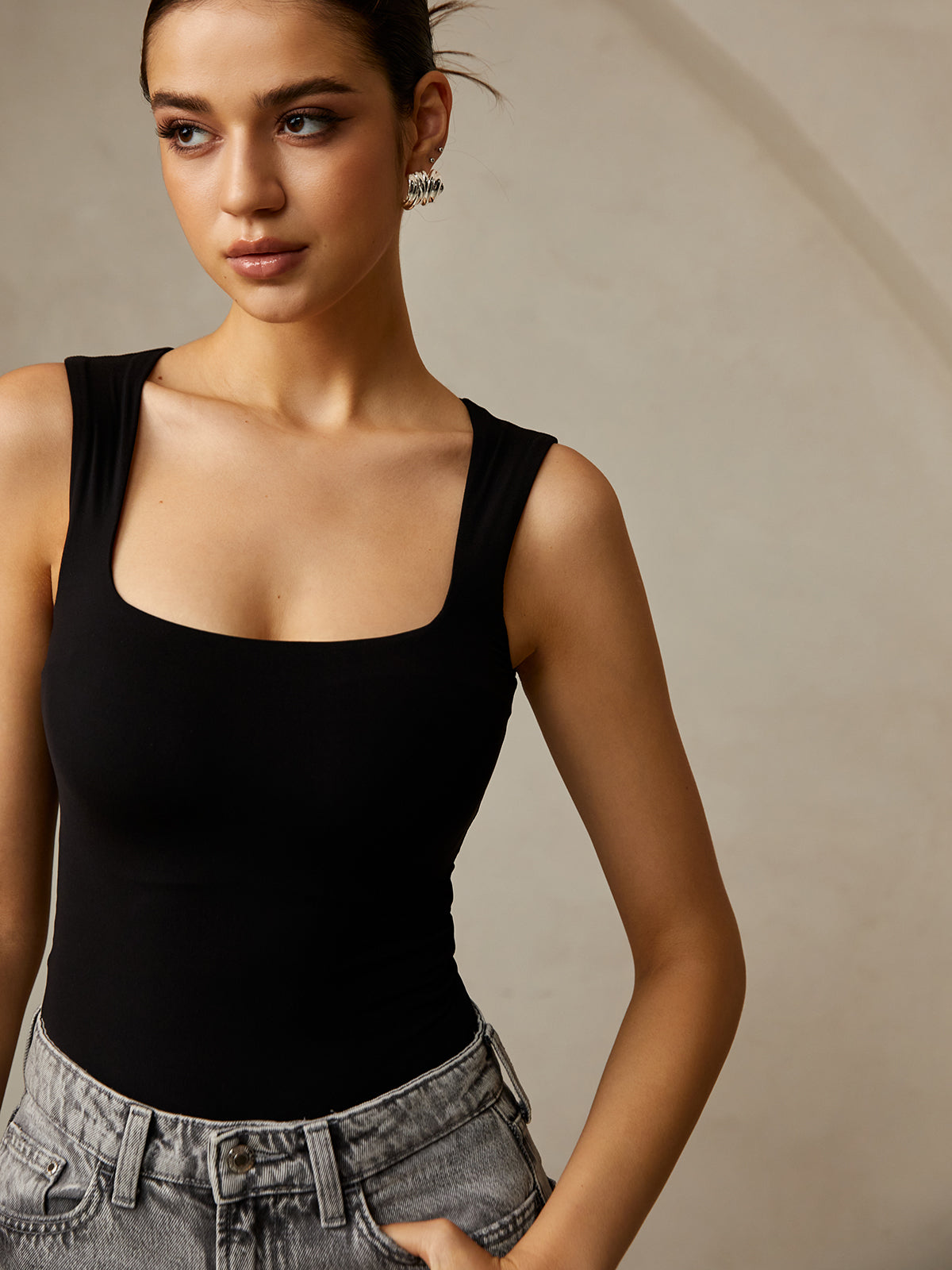 Casual Plain Strappy Top Versatile Everyday Essential