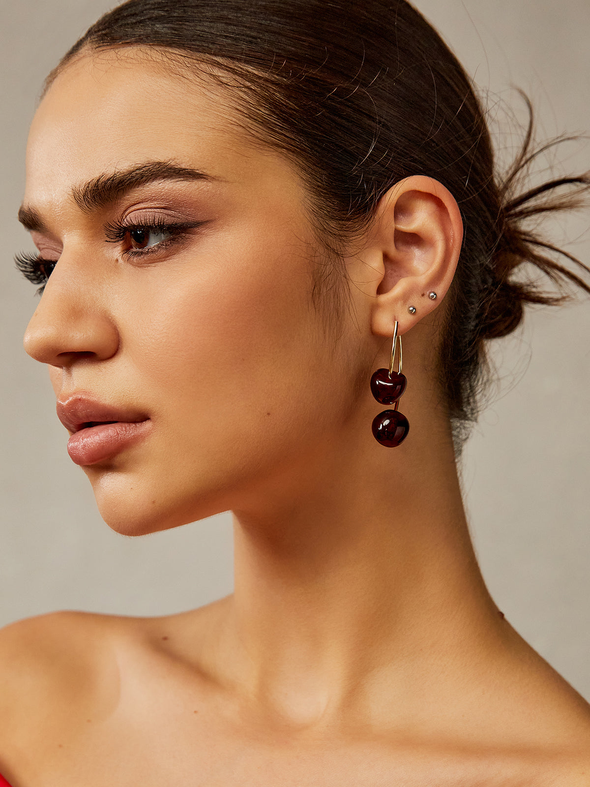 Cherry Charm Dangle Earrings, Handmade Lightweight Fashion Accessory
