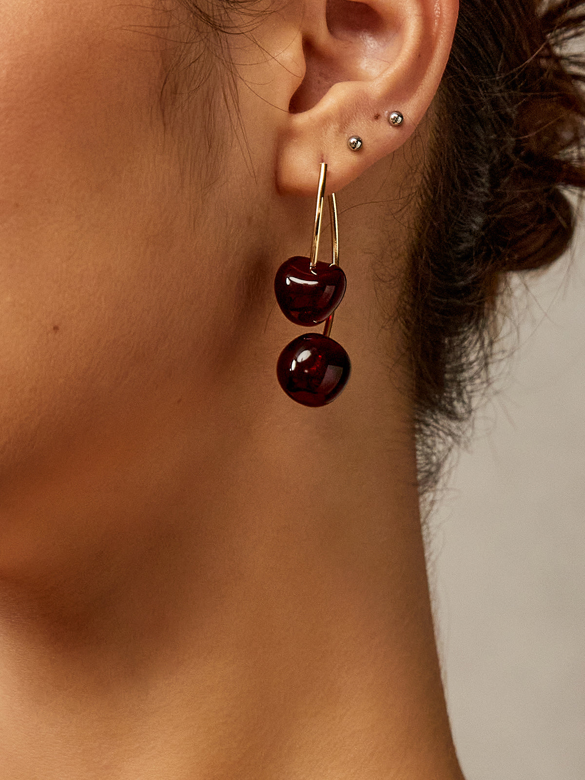 Cherry Charm Dangle Earrings, Handmade Lightweight Fashion Accessory