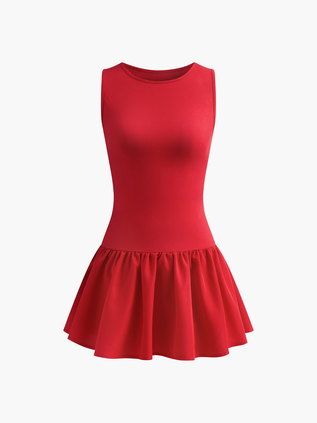 Pleated Paneled Sleeveless Short Dress with Pockets for Women