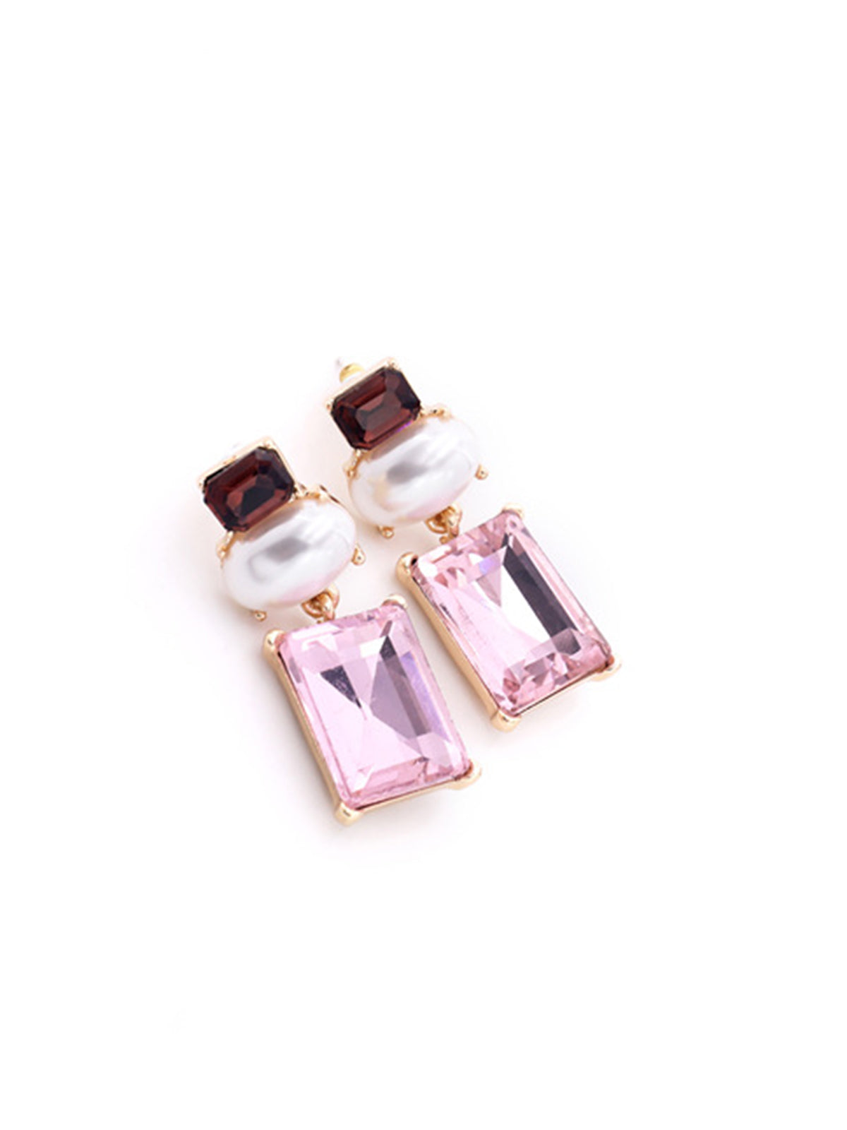 Geometric Rhinestone Drop Earrings Elegant Bridal Statement Piece