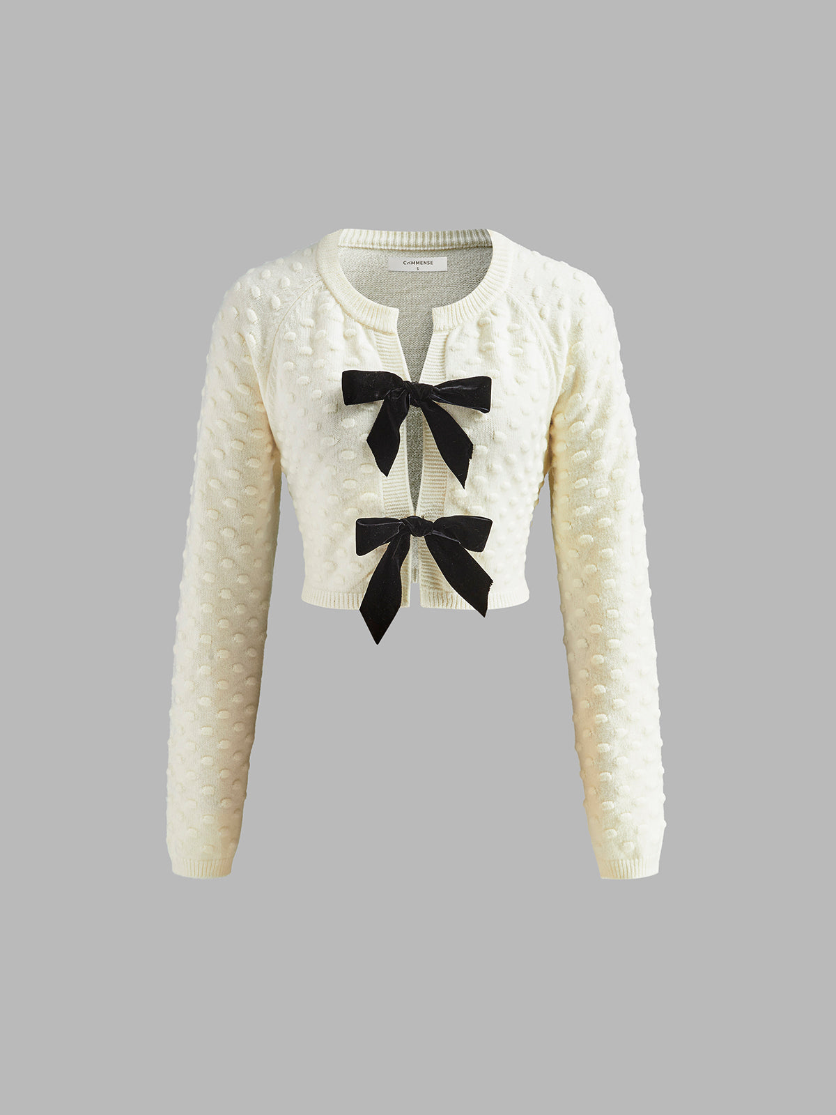 Bow Knotted Cozy Crop Knit Top for Women, Textured Sweater