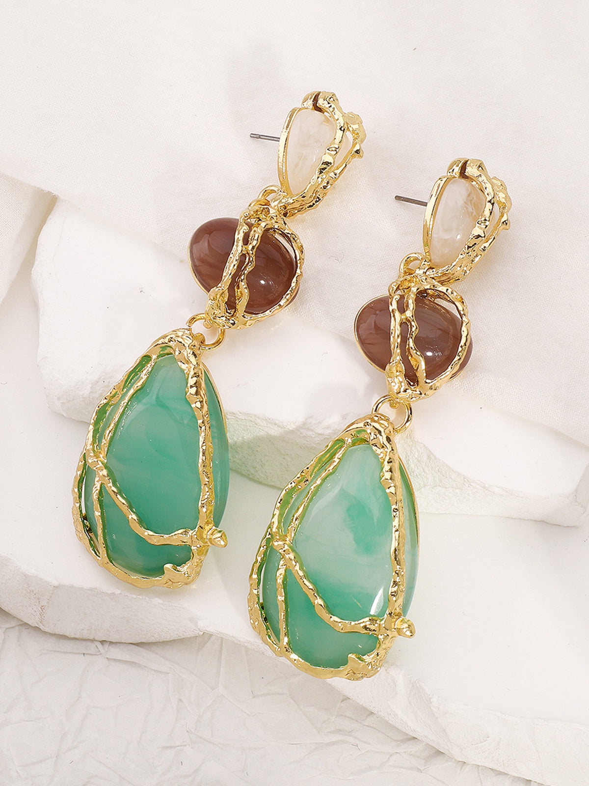 Alloy Net Water Drop Earrings Fashionable Lightweight Dangle Accessories