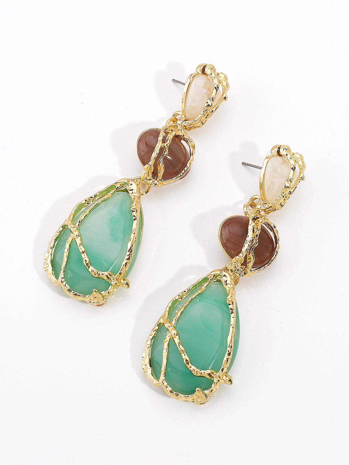 Alloy Net Water Drop Earrings Fashionable Lightweight Dangle Accessories