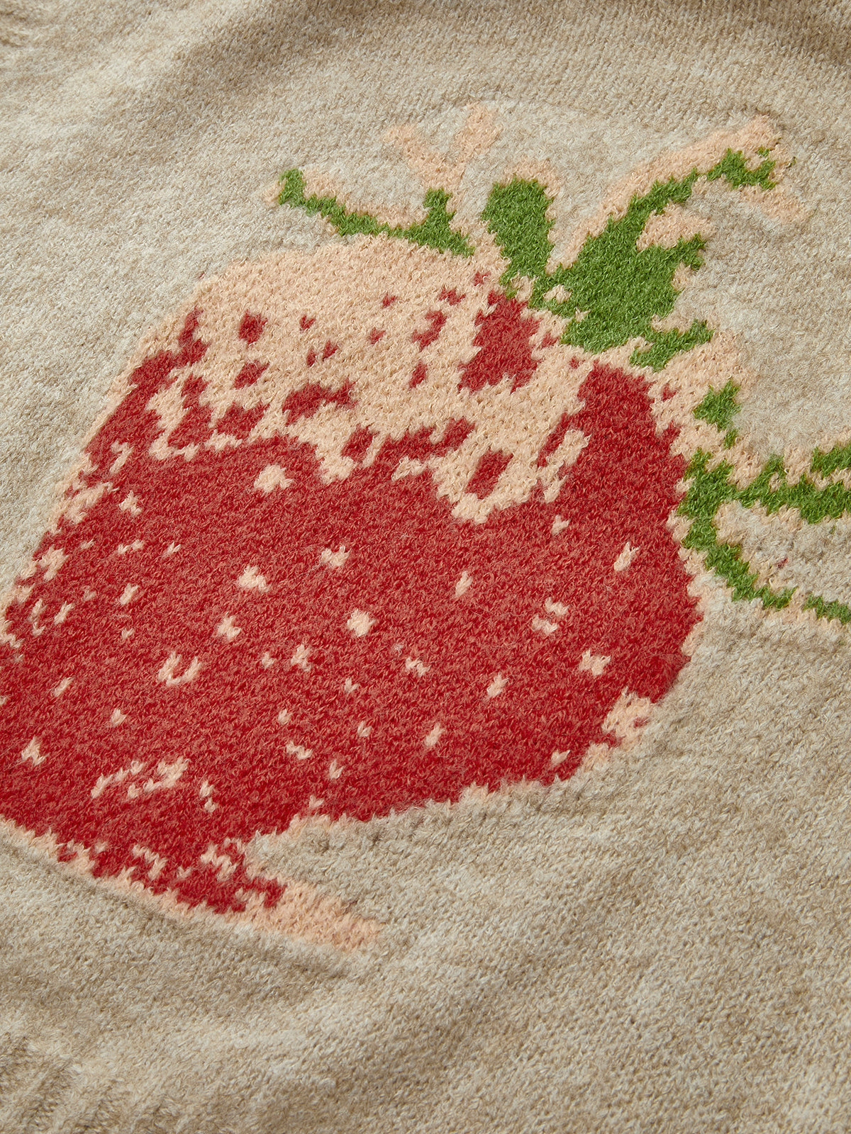 Crew Neck Strawberry Pattern Knit Sweater Vest for Teens