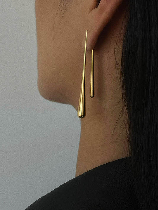 Asymmetrical Golden Water Drop Earrings for Elegant Evening Wear