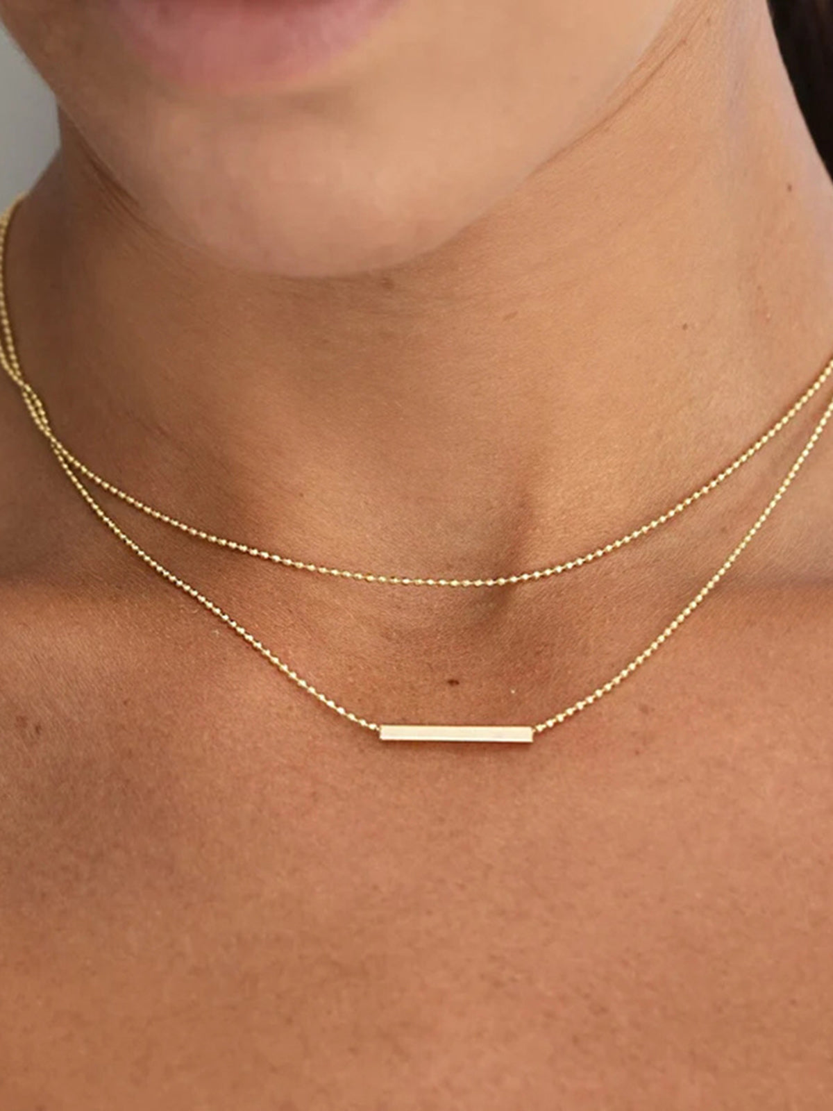 Double Layer Golden Drop Necklace, Elegant Adjustable Chain Pendant Jewelry