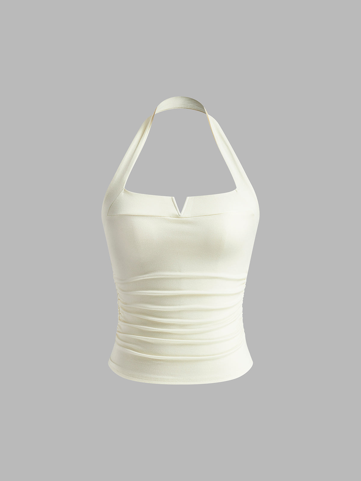 Pleated Ribbed Halter Top for Women Summer Casual Wear