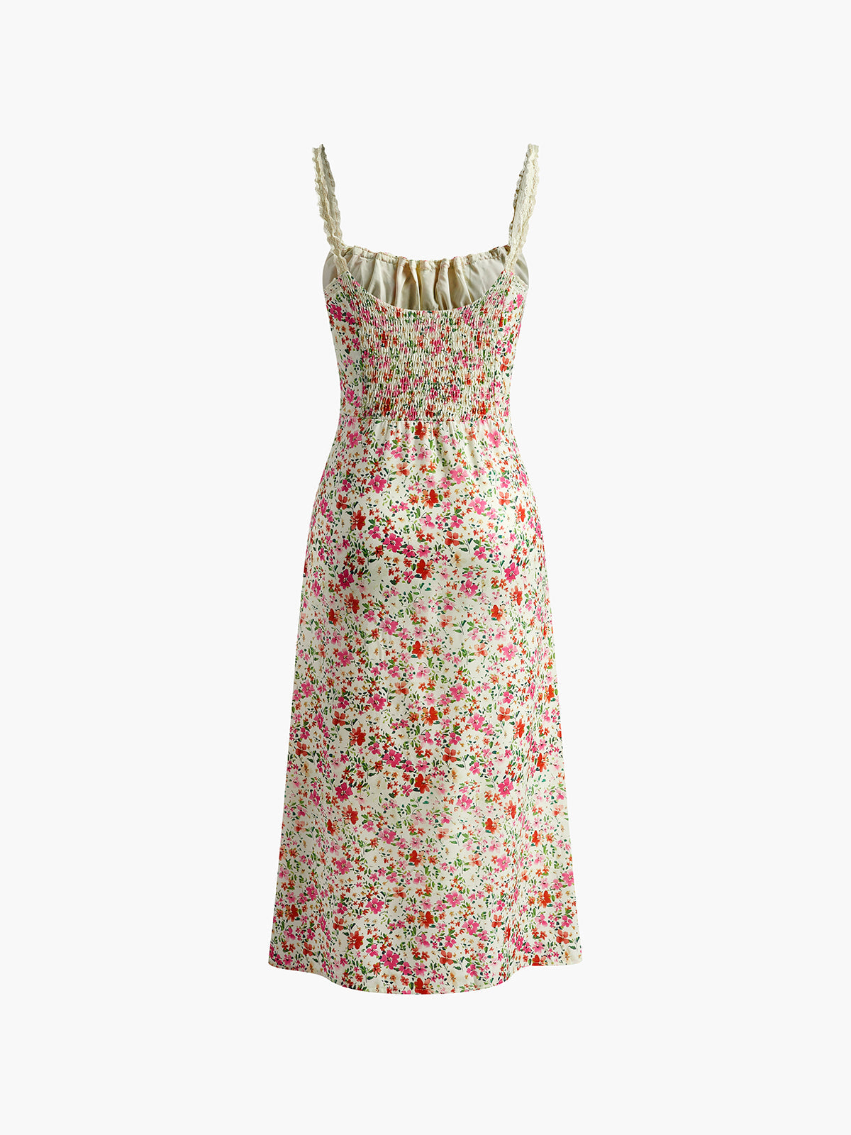 Floral Print Trim Cami Midi Dress with Adjustable Straps Perfect for Summer