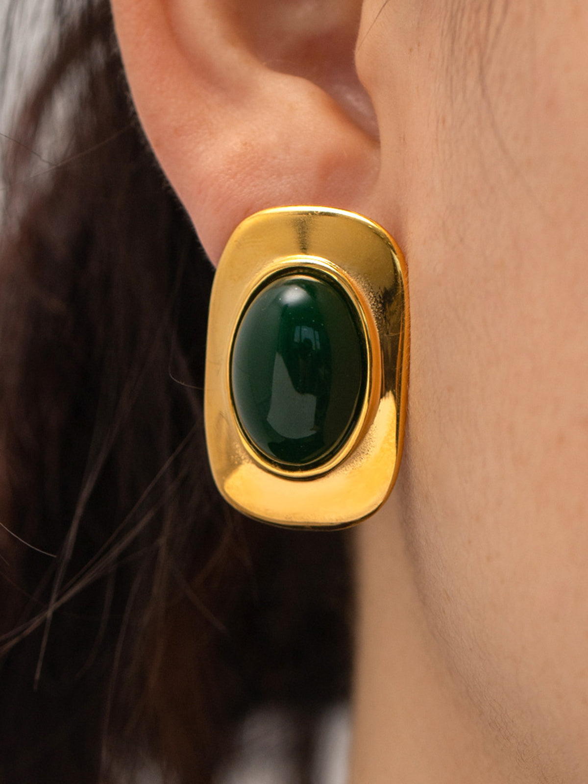 Vintage Cat Eye Stone Earrings Elegant Timeless Fashion Accessory