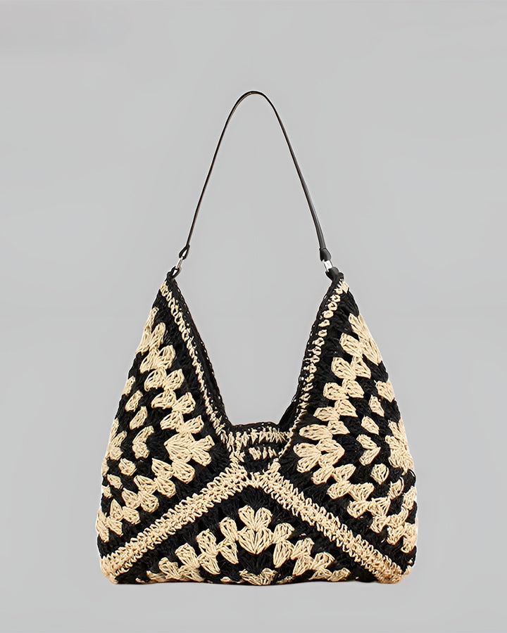 Vintage Crochet Macrame Shoulder Bag Handmade Boho Style