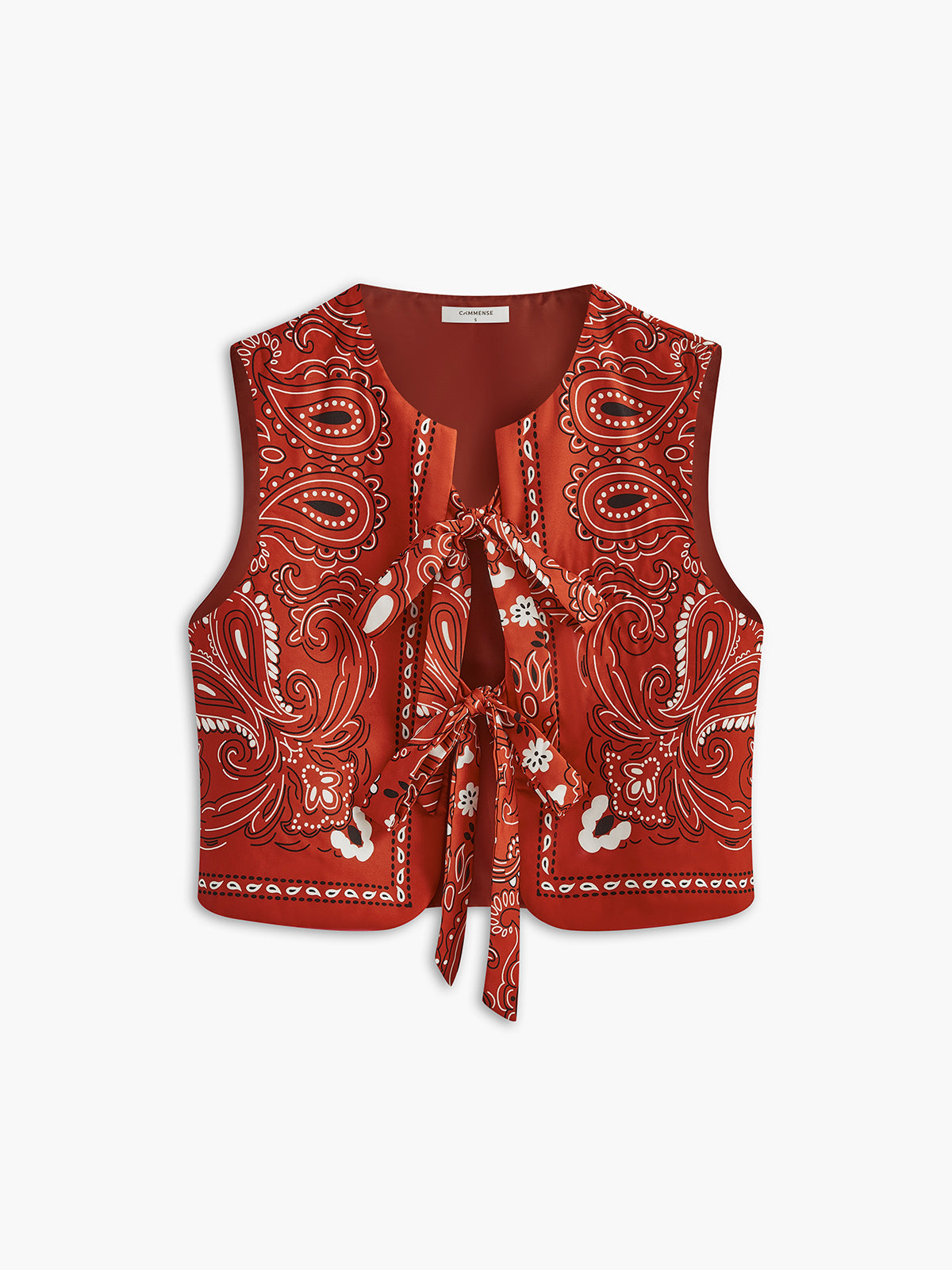 Paisley Printed Tie Front Vest Trendy Summer Casual Top