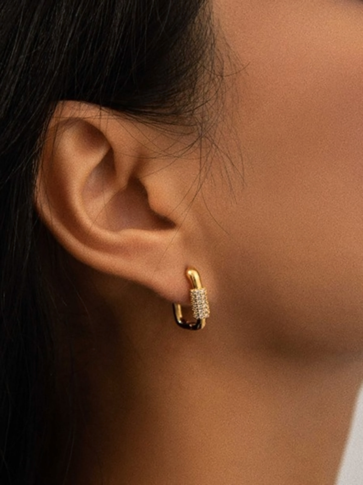 Square Chubby Diamond Earrings Elegant Luxury Fashion Jewelry