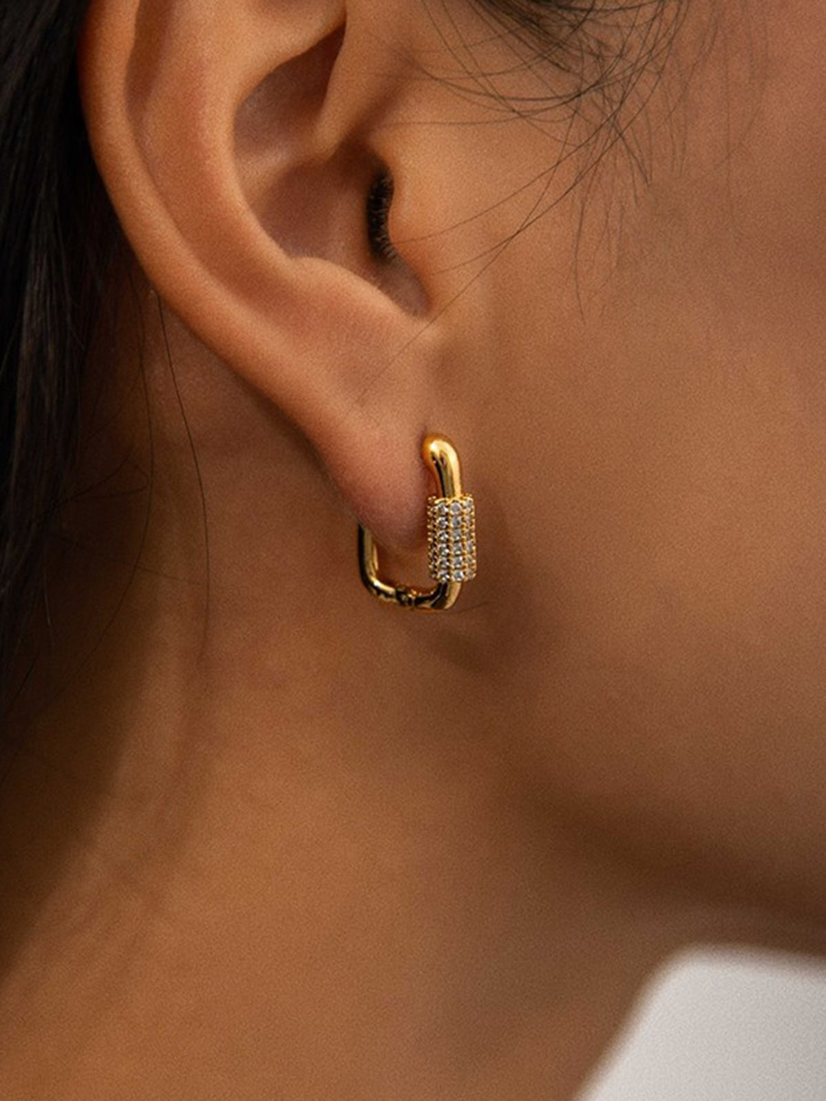 Square Chubby Diamond Earrings Elegant Luxury Fashion Jewelry