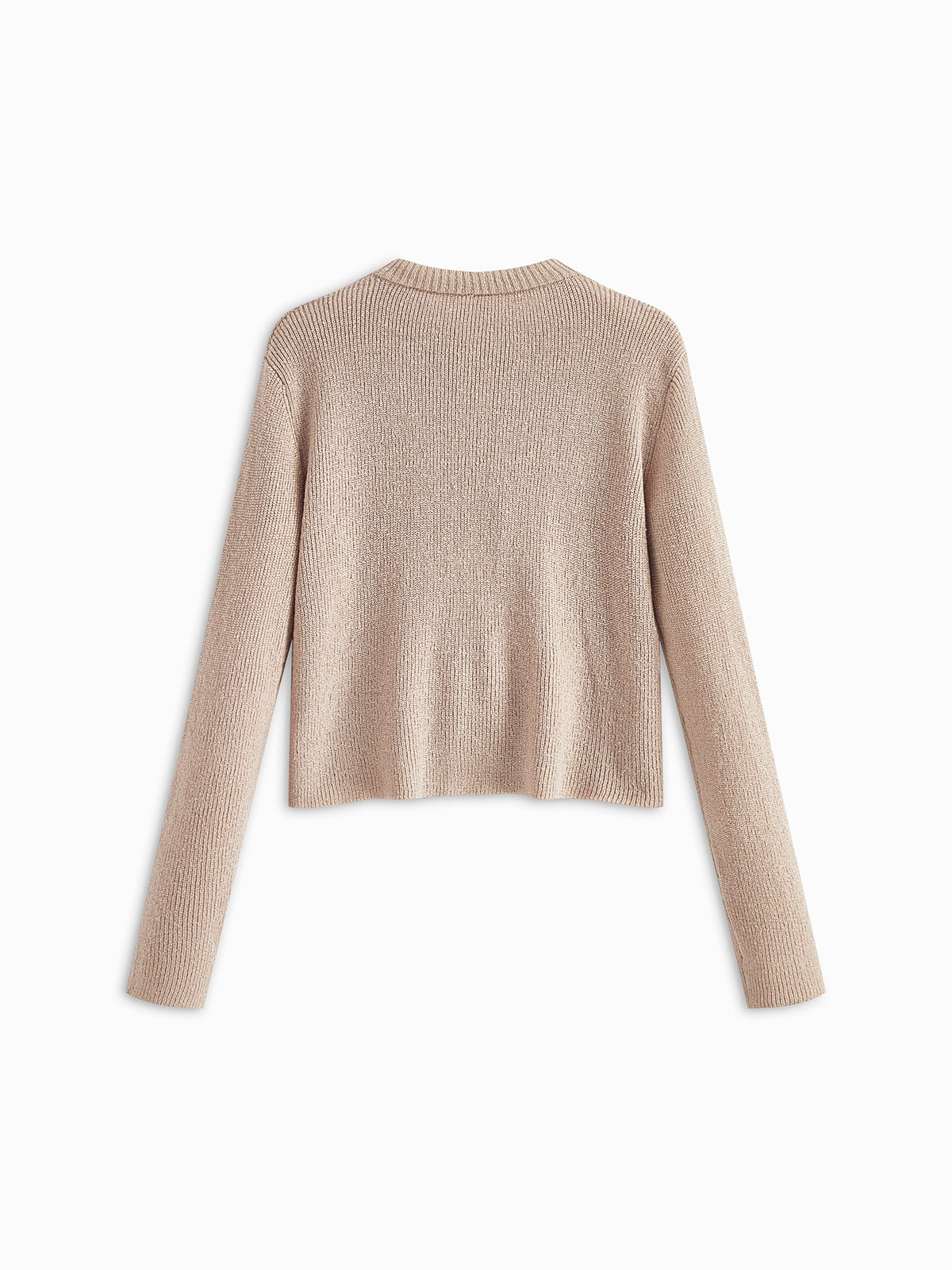 Plain Ribbed Bow Knotted Cardigan with Button Closure for Women