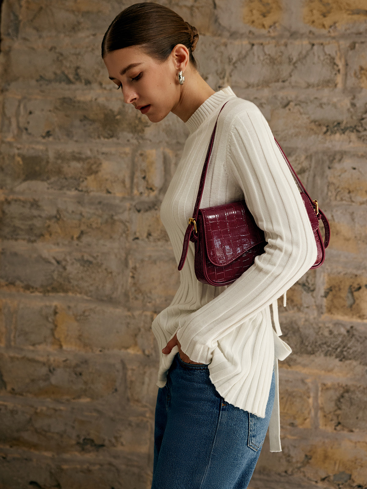 Buckle Checkered Small Armpit Bag Trendy Shoulder Carry Essential