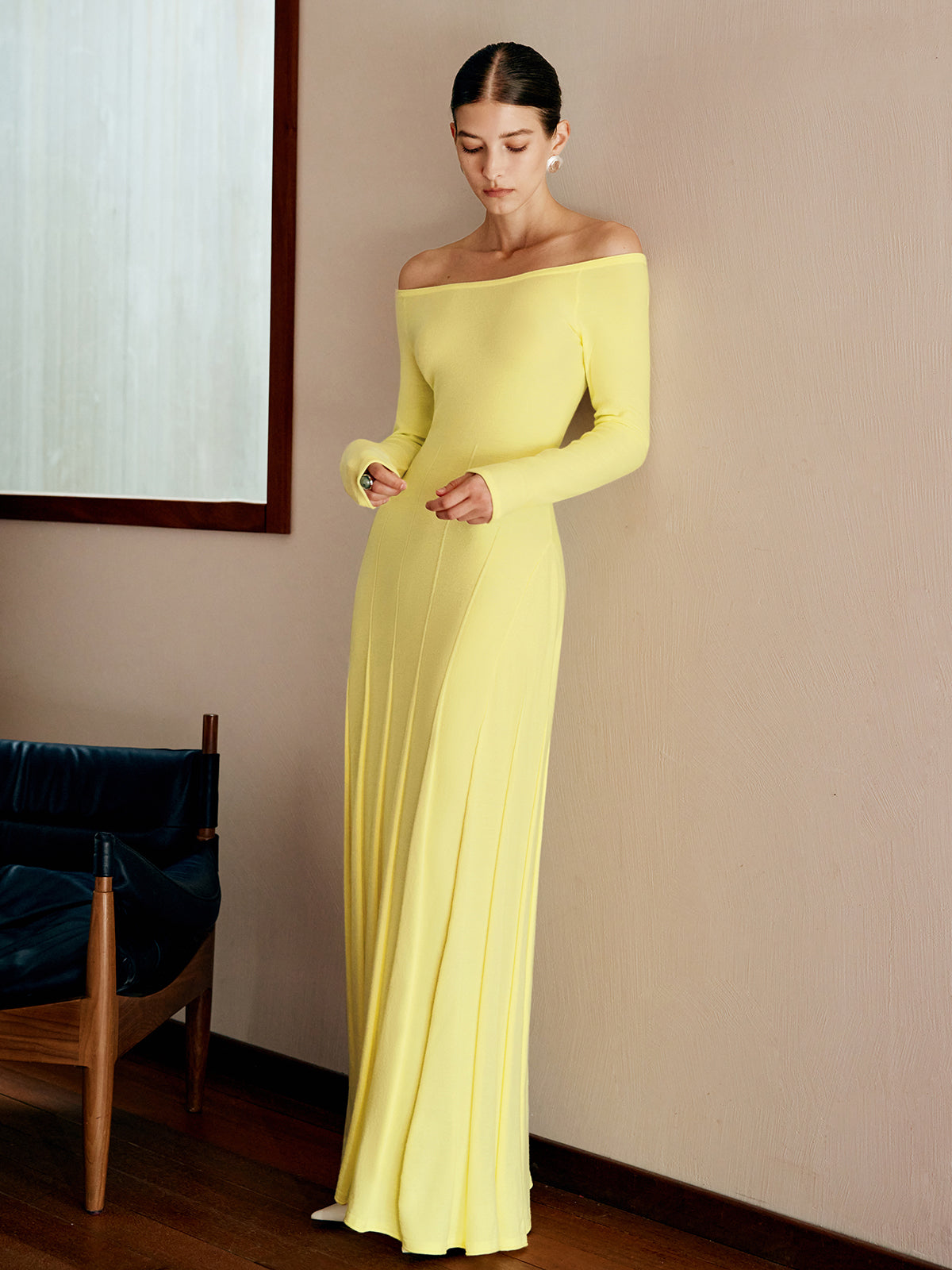 Off Shoulder Pleated Sweater Dress for Women Winter Essential