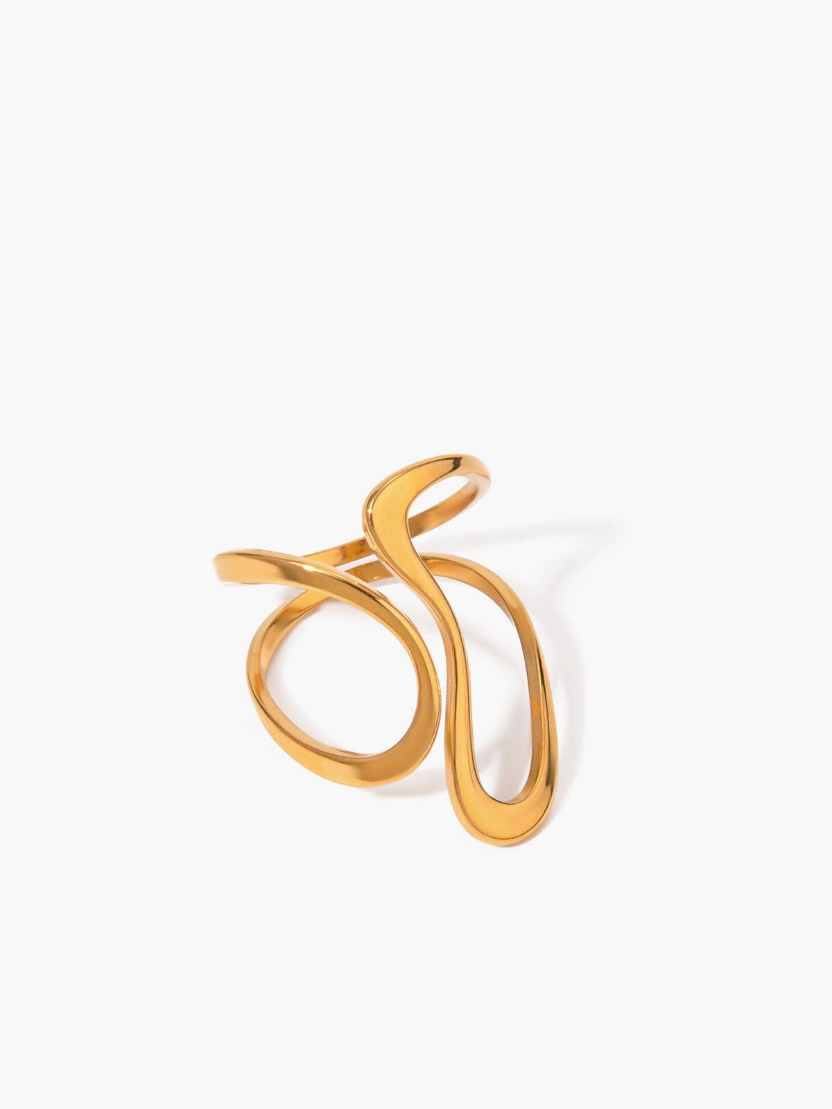 1pc Irregular Golden Whirl Open Ring Adjustable Unique Design