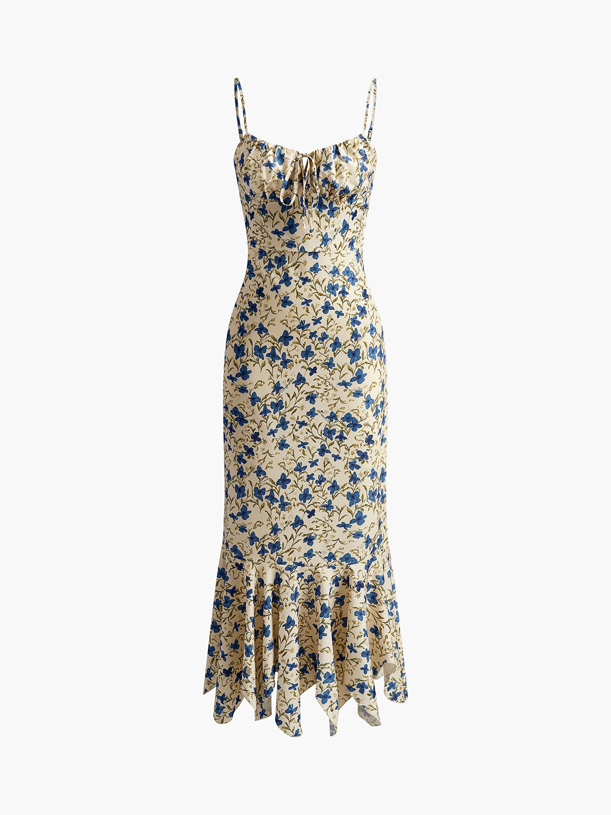 Floral Print Knotted Irregular Hem Long Dress for Women 2023