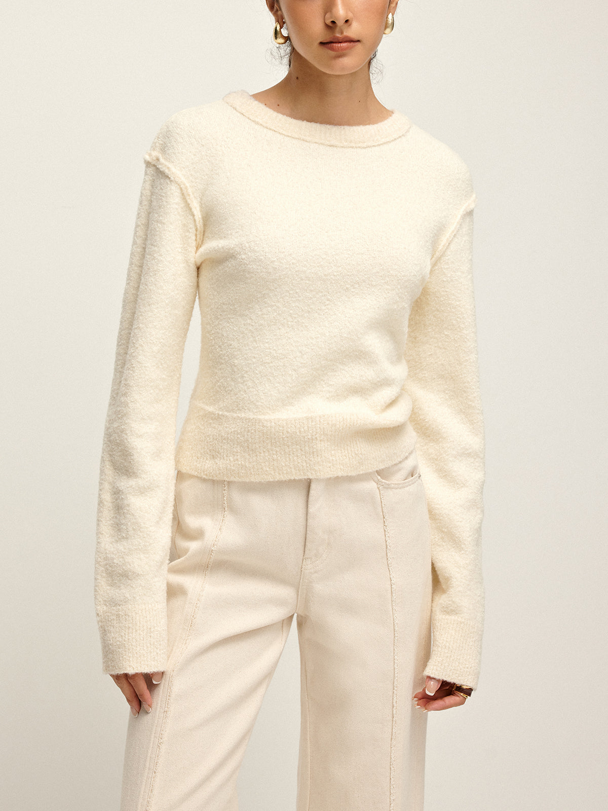 Plain Cutout Cozy Knit Top for Women Casual Wear