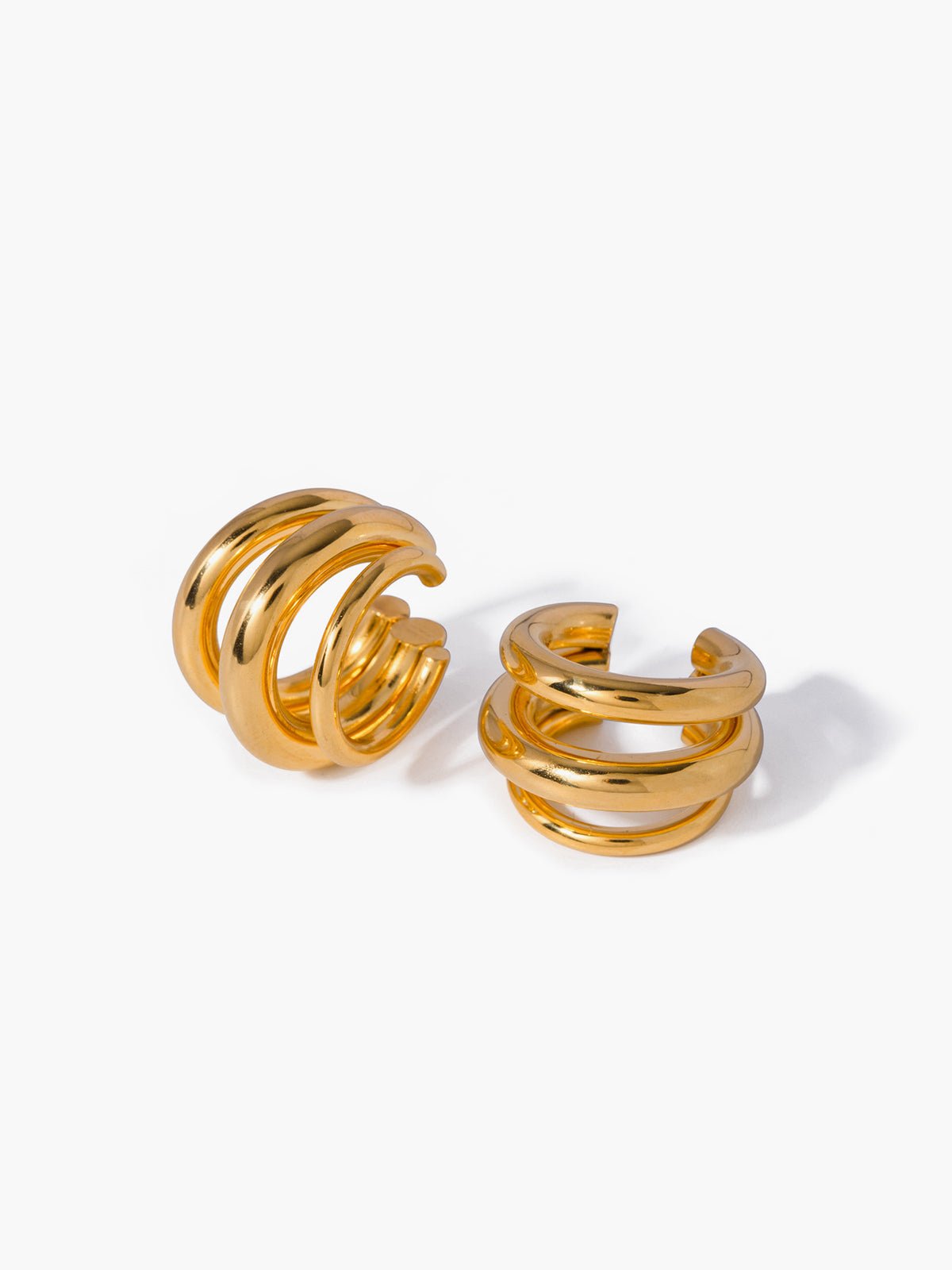 Triple Layered Chubby Hoop Ear Cuff, No Piercing Required, Trendy Design