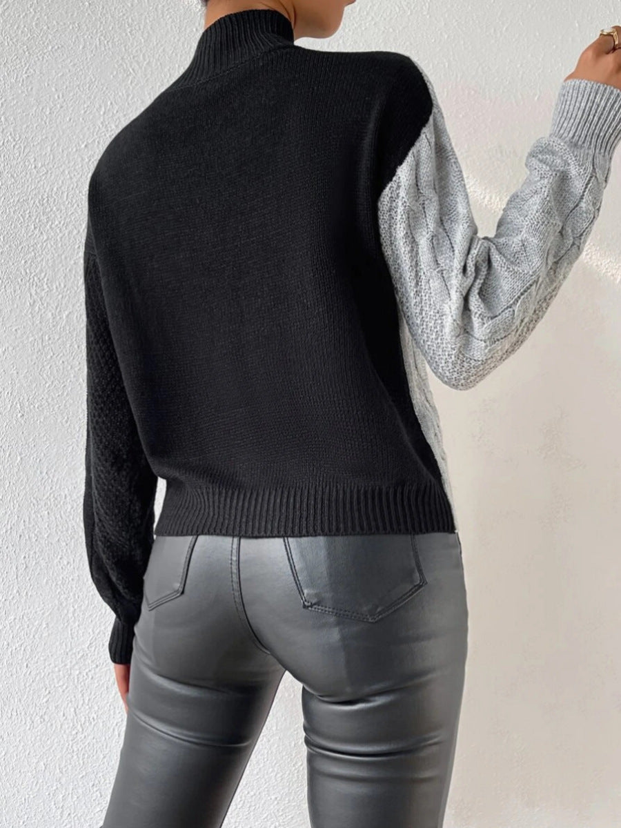 Oversized Color Block Pullover Sweater for Women Cozy Casual