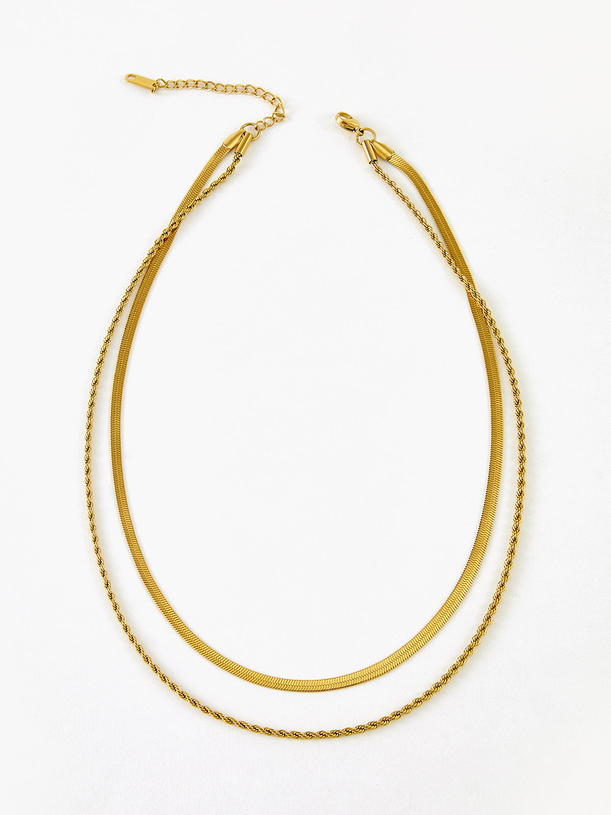 Double-Layer Snake & Twist Chain Necklace, Durable Stainless Steel, Unisex Design