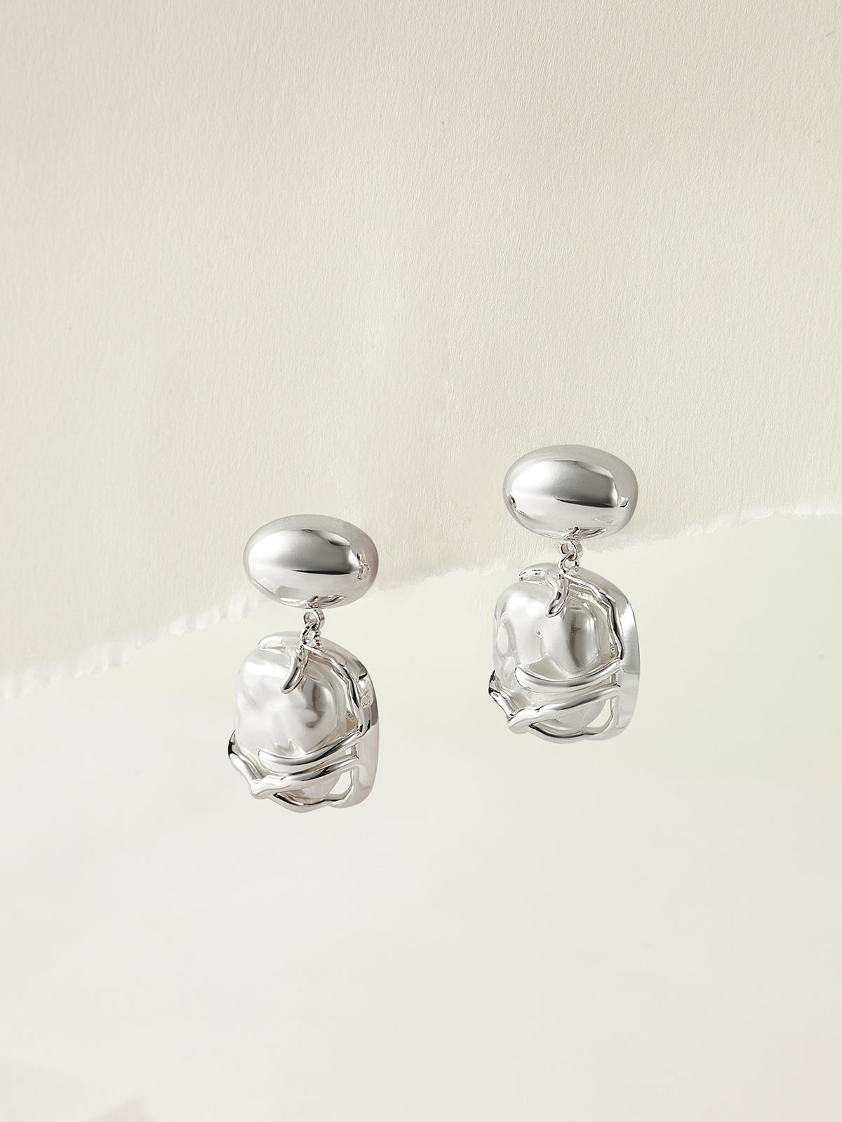 Baroque Pearl Pendant Earrings Handcrafted Silver Vintage Style