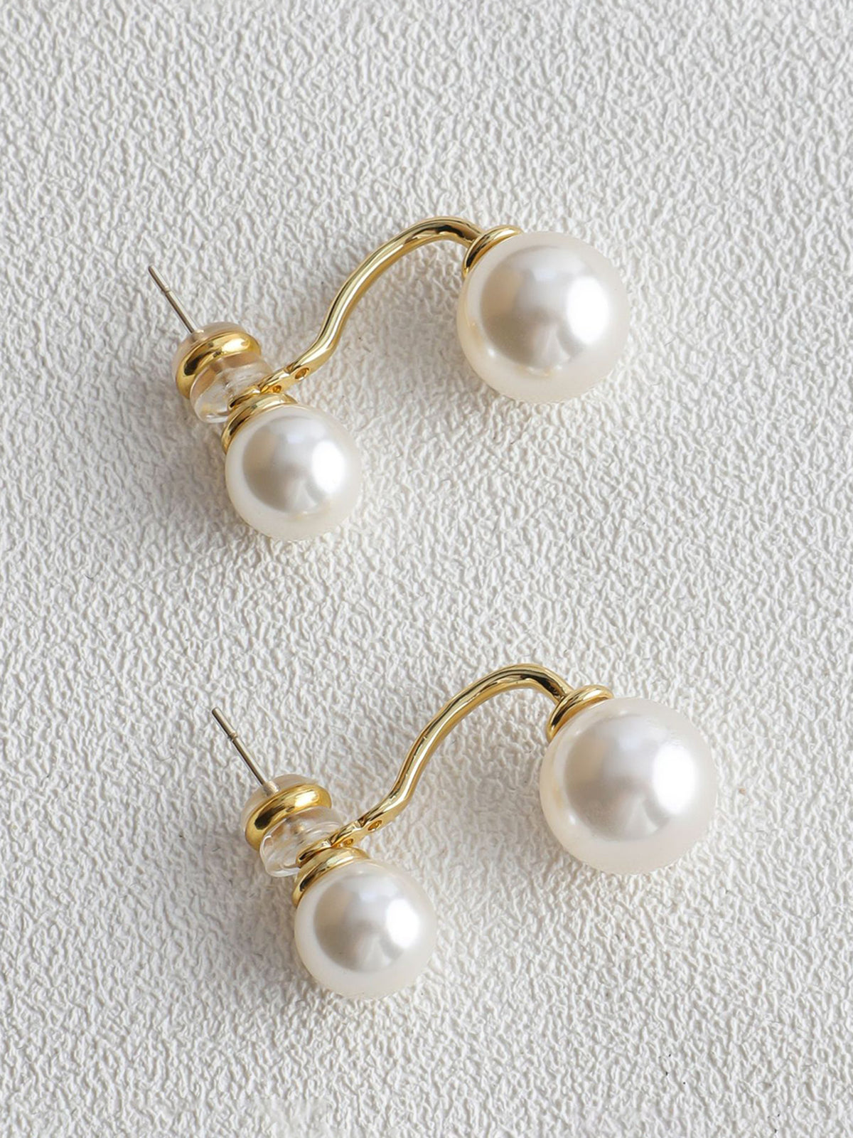 Elegant Double Pearl Stud Earrings Timeless Bridal Fashion Jewelry
