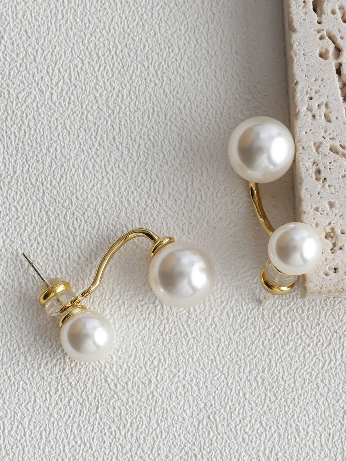 Elegant Double Pearl Stud Earrings Timeless Bridal Fashion Jewelry