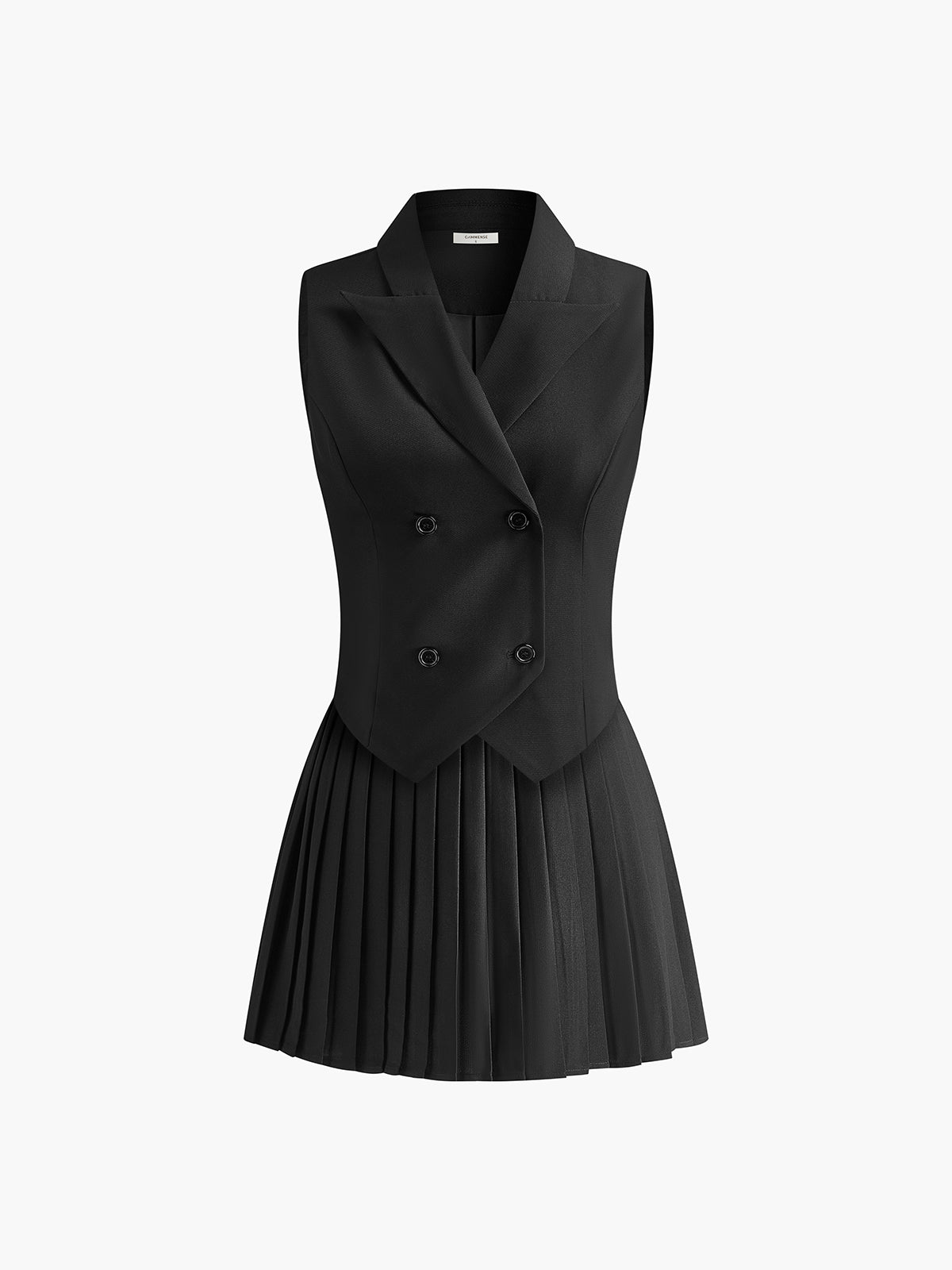 Suit Waistcoat With Pleated Mini Skirt Set for Business Casual