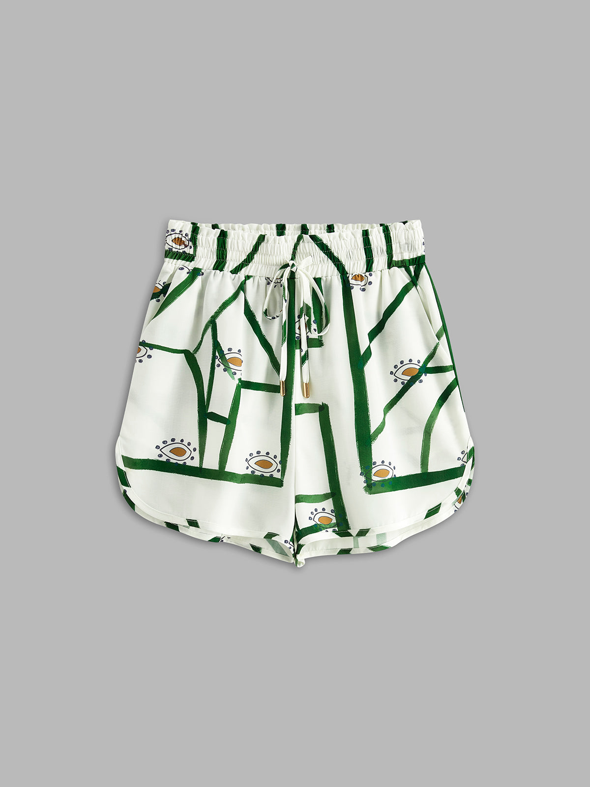 Print Drawstring Shorts Set Comfortable Lightweight Summer Loungewear