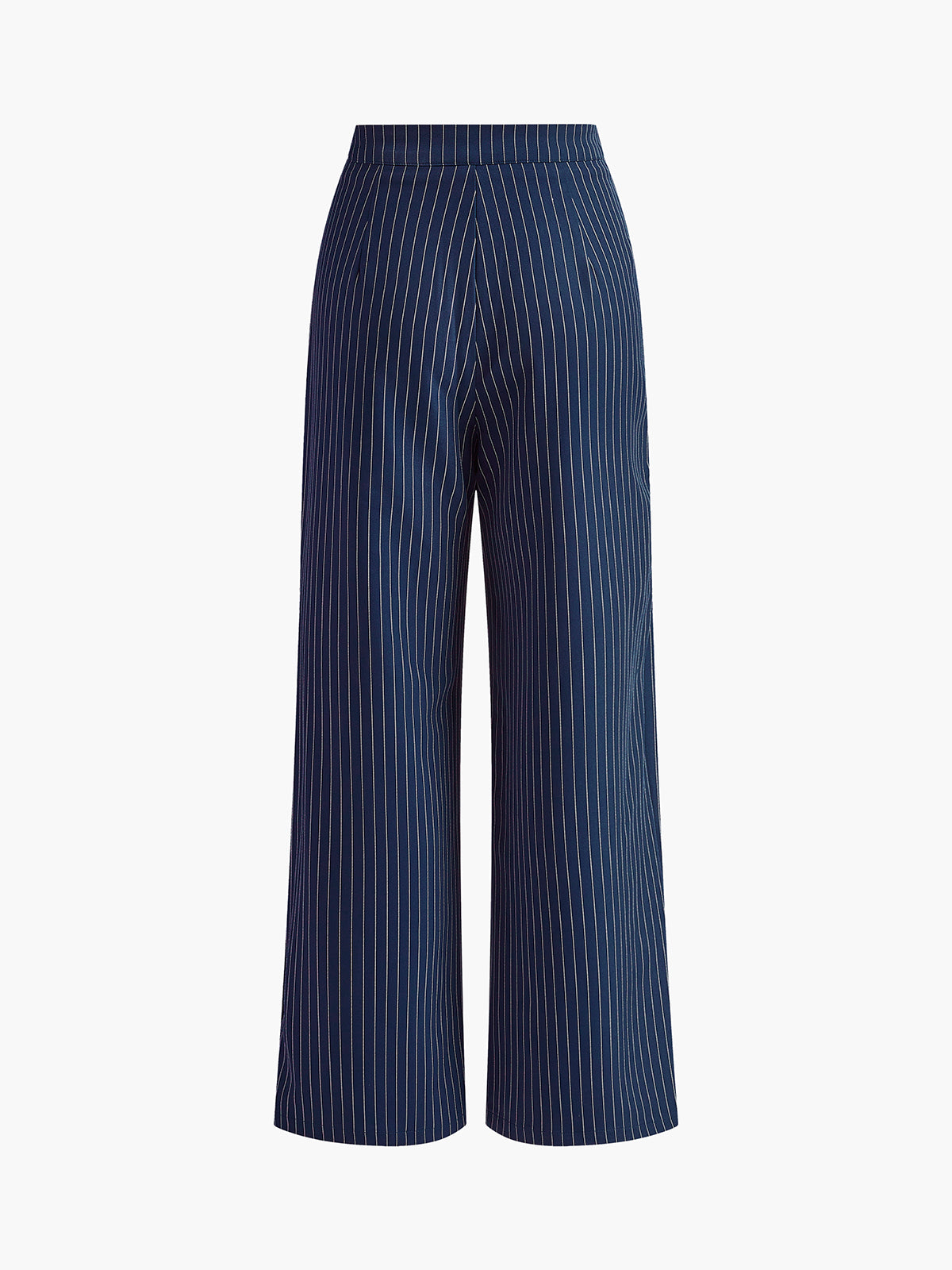 Pinstripe Pleated Wide-Leg Pants for Women, High Waist Elegant Trousers
