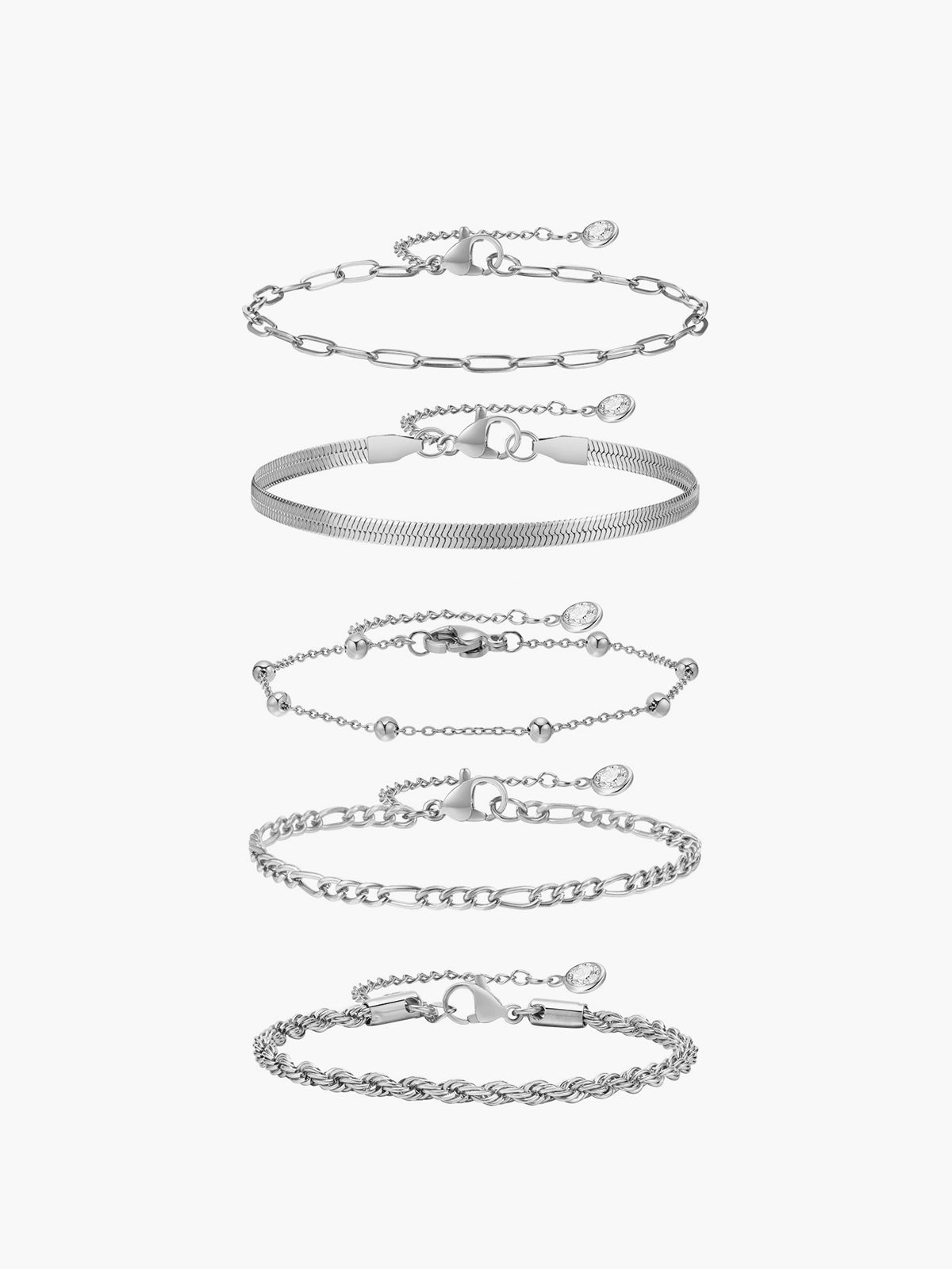 5pcs Geometric Golden Chain Bracelet Set Adjustable Fashion Jewelry