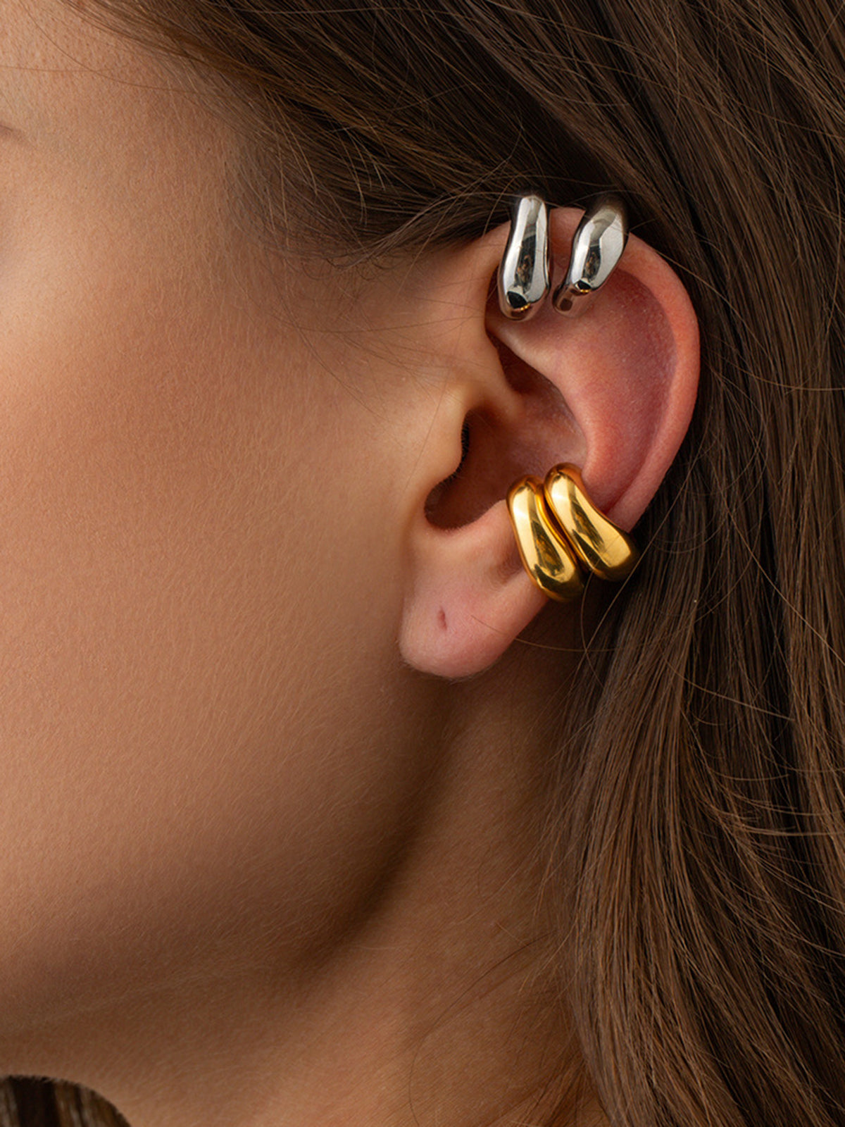 Chunky Hoop Ear Cuff - Silver Non-Pierced Minimalist Jewelry