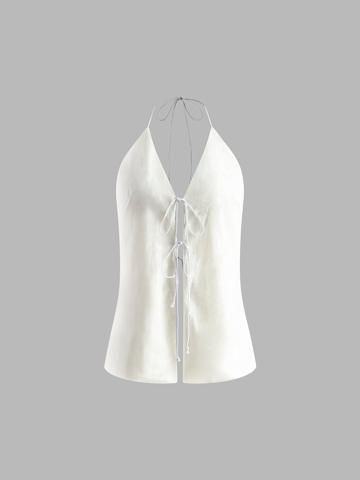 Cotton & Linen Backless Halter Top With Shorts Set Summer Casual Outfit