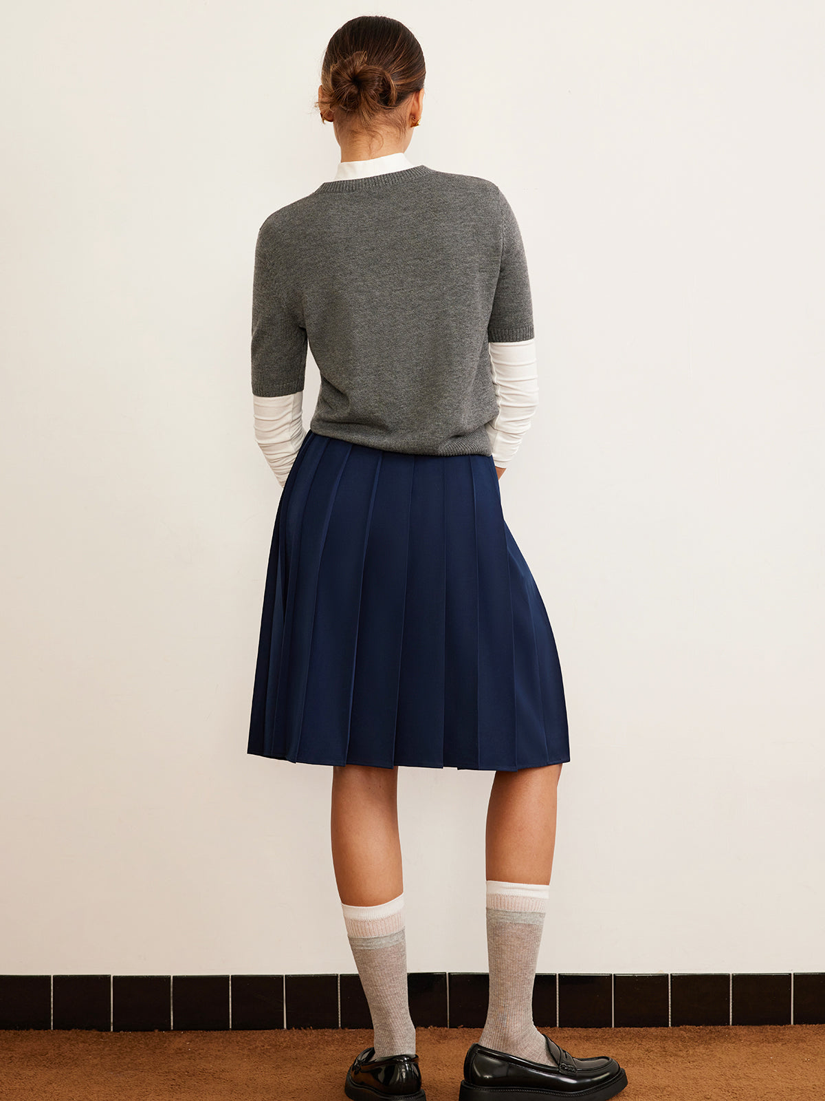 Wool-Blend Crew Neck Knit Top for Women All Seasons Comfort