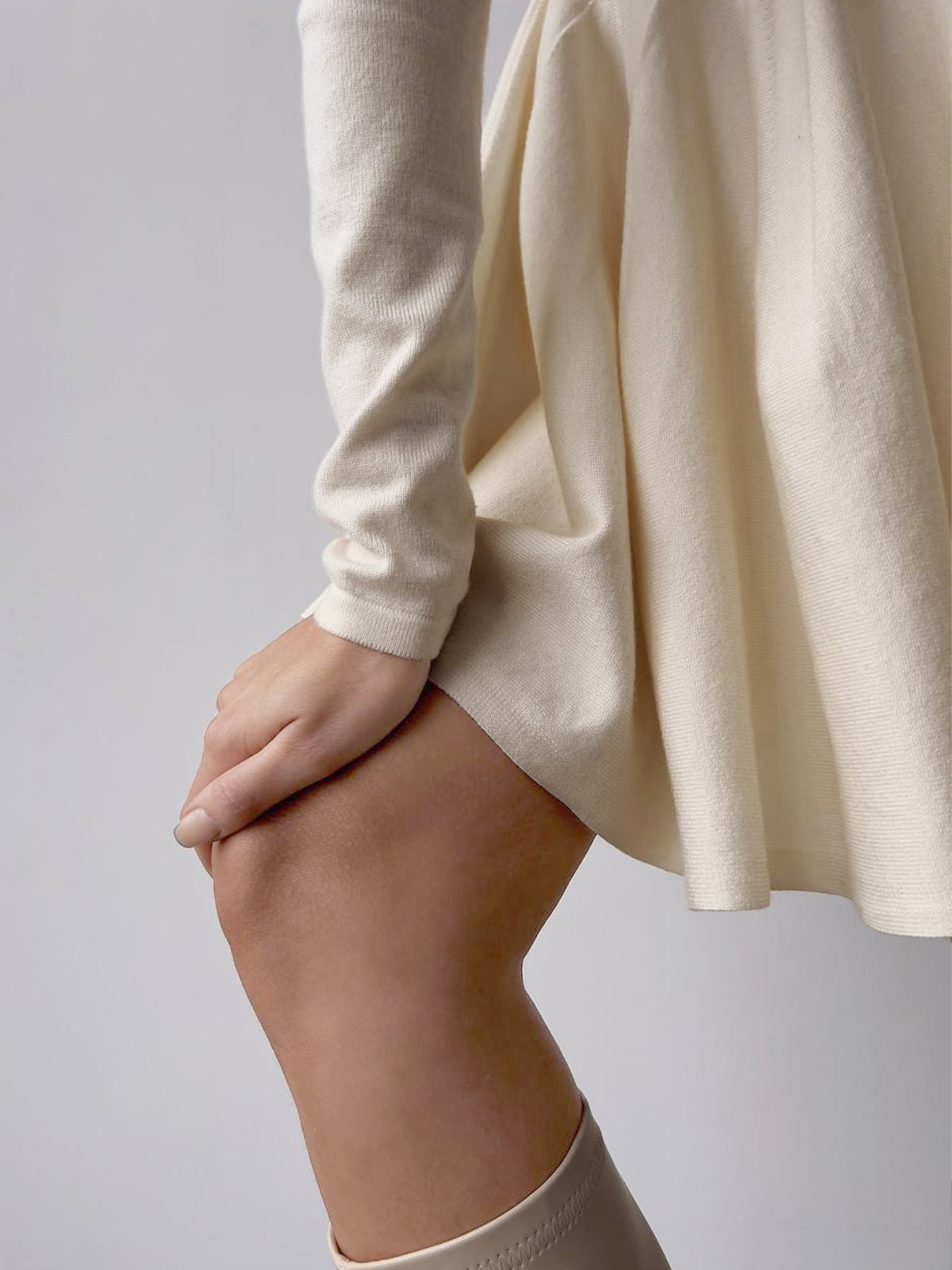 Plain Pleated Sweater Short Dress for Women Casual Fall Winter
