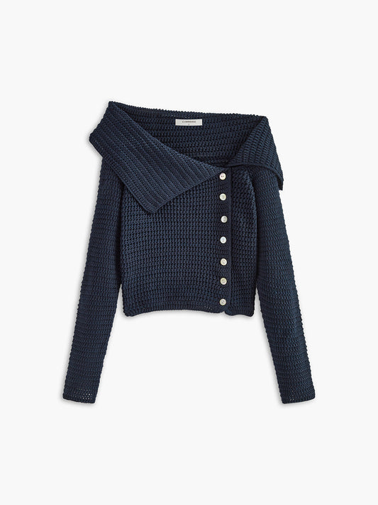 Asymmetrical Breasted Knit Top for Women Casual Wear