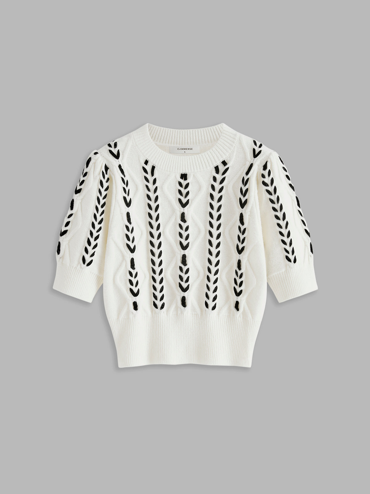 Contrast Binding Cable Knit Top Women's Sweater Winter Fashion
