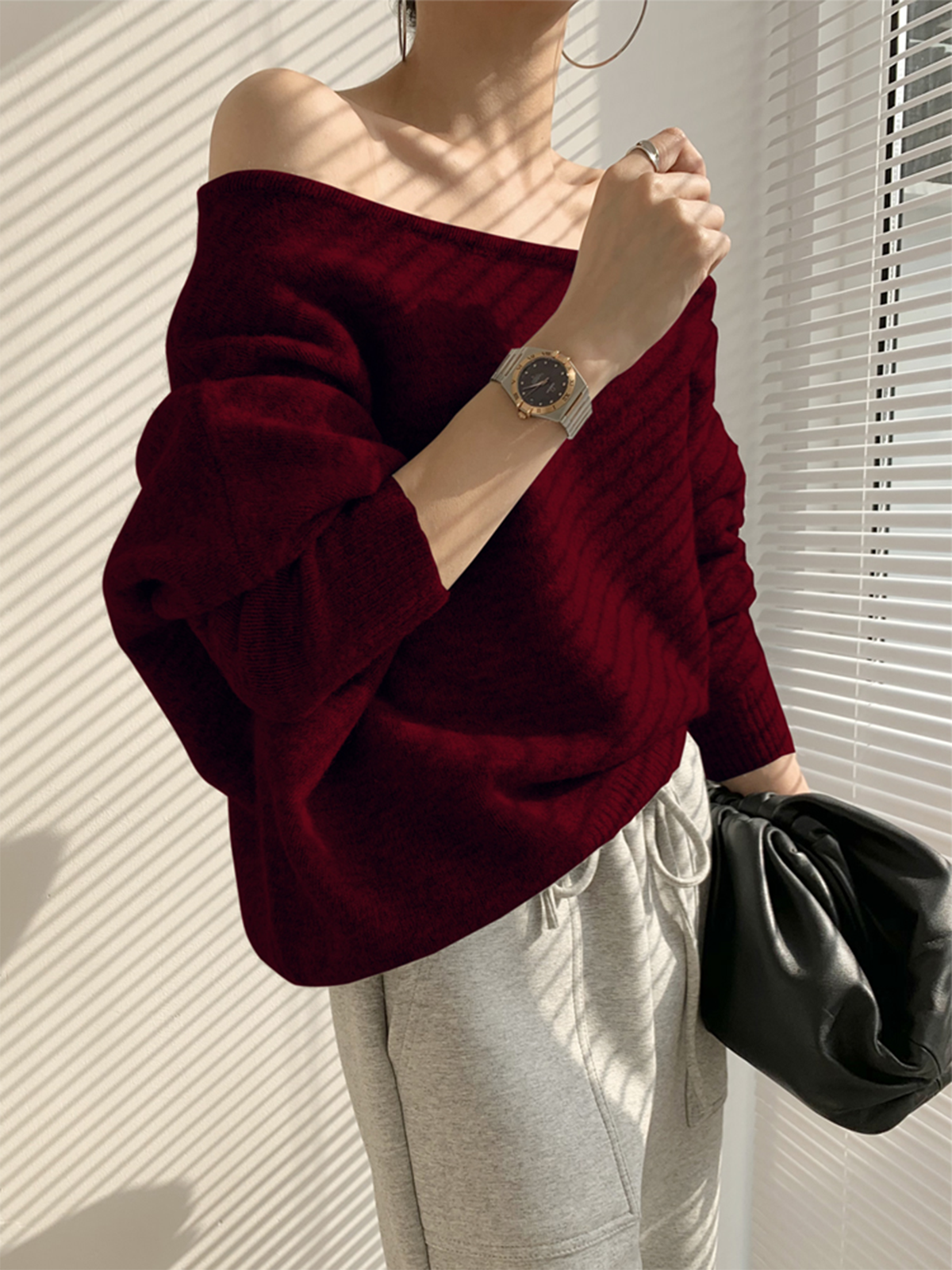 One Shoulder Asymmetric Sweater For Women Casual Style