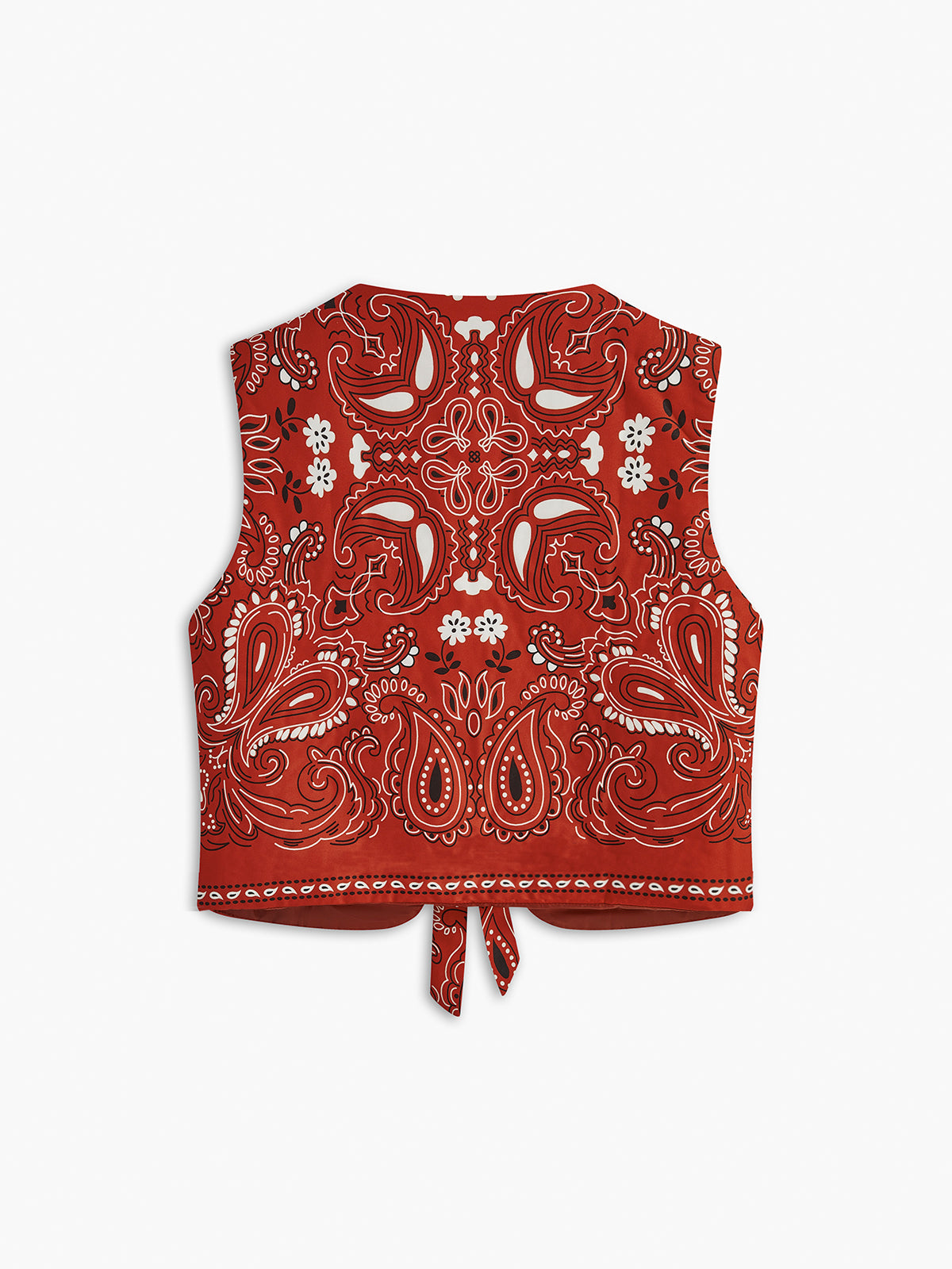 Paisley Printed Tie Front Vest Trendy Summer Casual Top
