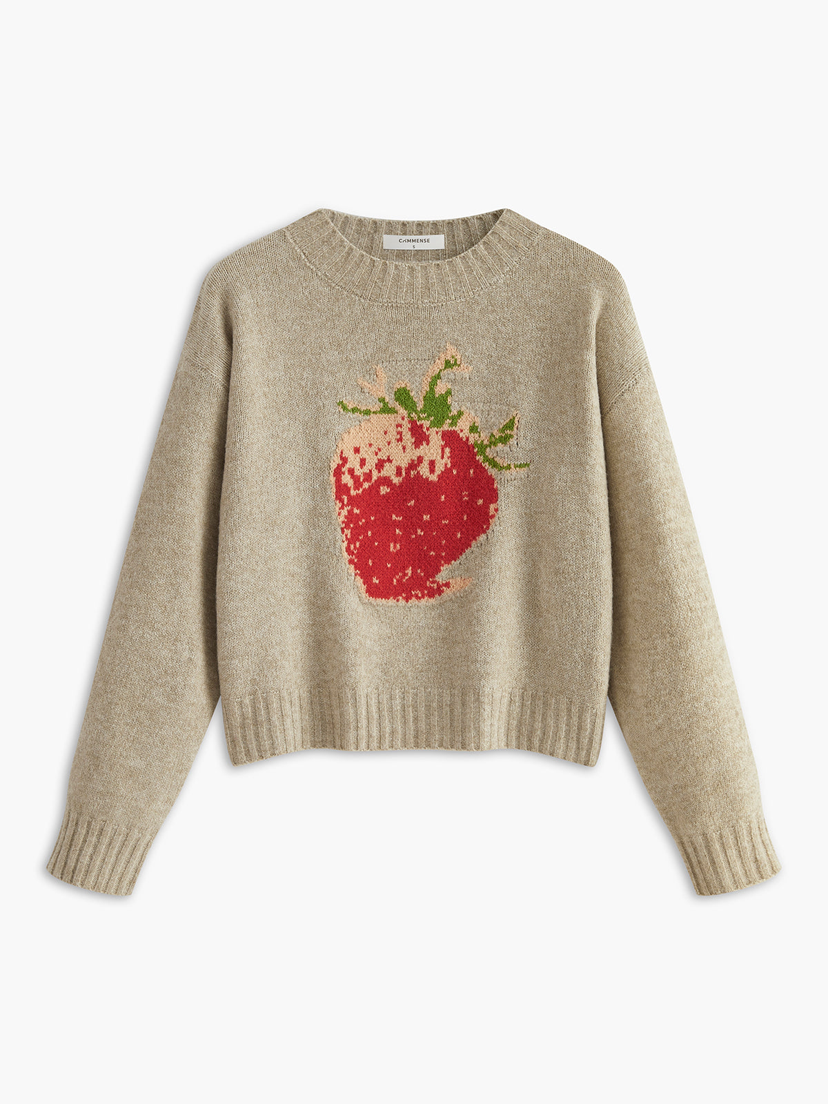 Crew Neck Strawberry Warm Sweater Cozy Winter Knitwear for Women