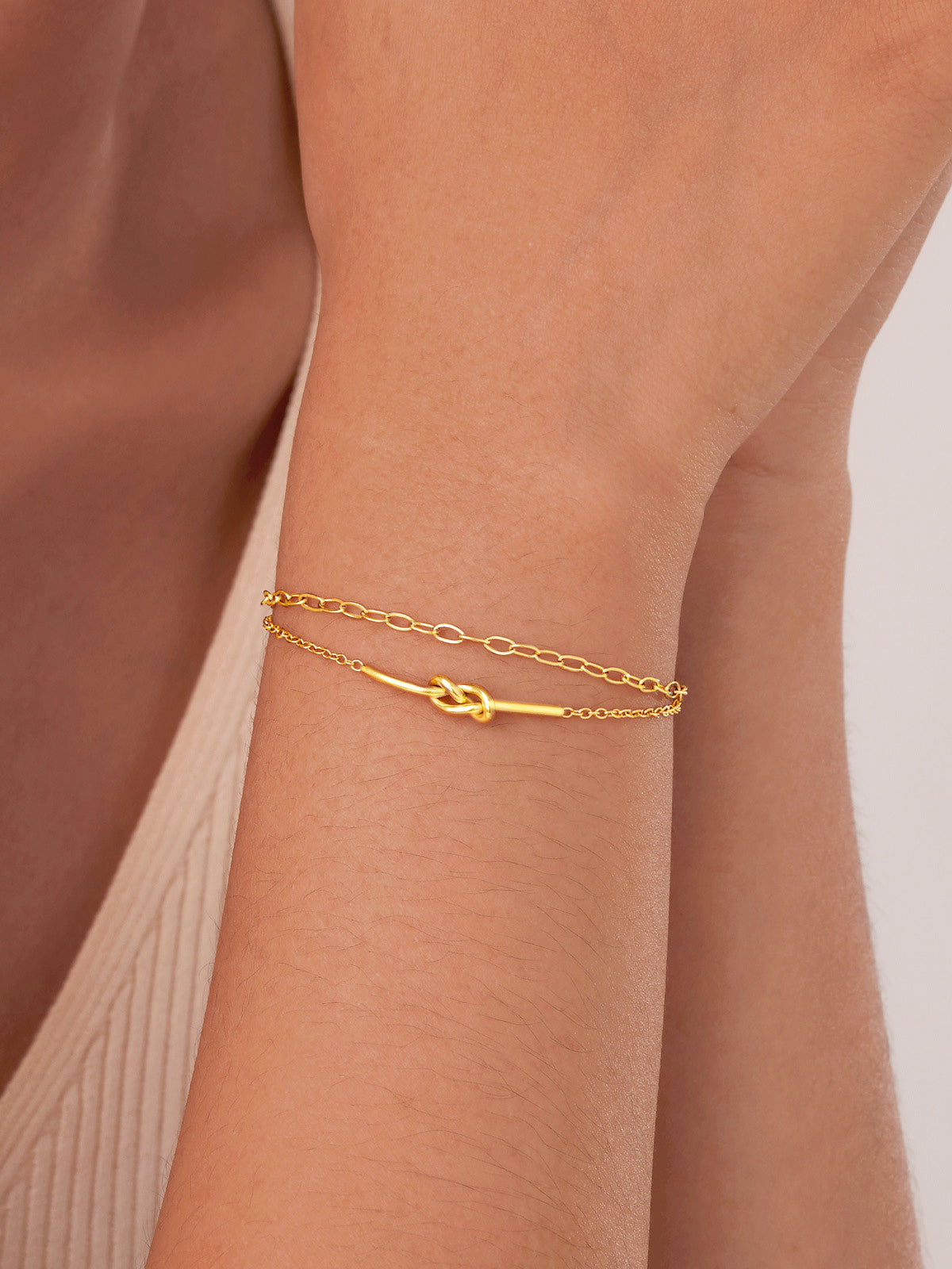 Elegant Double Layer Knotted Bracelet Adjustable Unisex Design Handmade