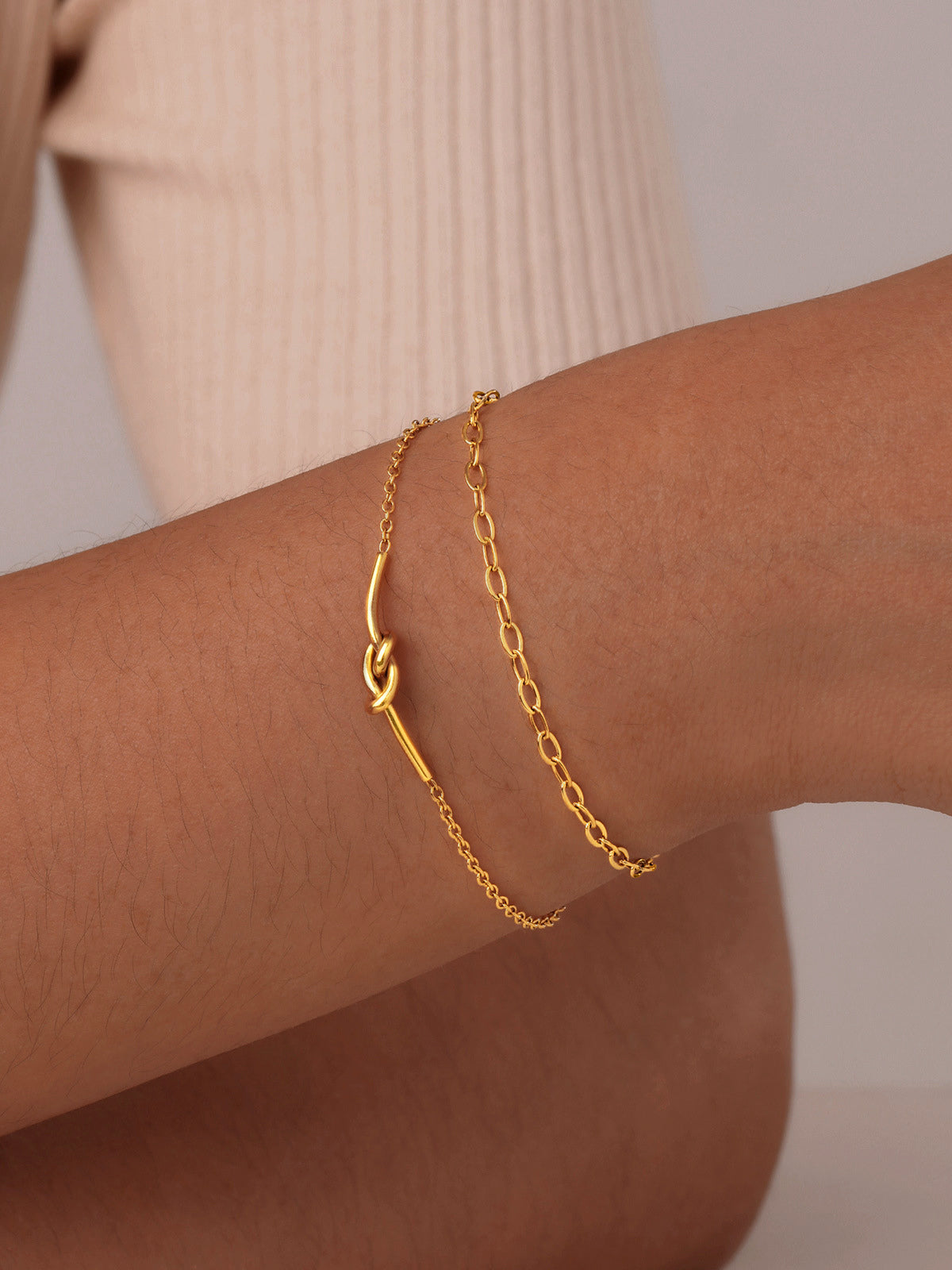 Elegant Double Layer Knotted Bracelet Adjustable Unisex Design Handmade